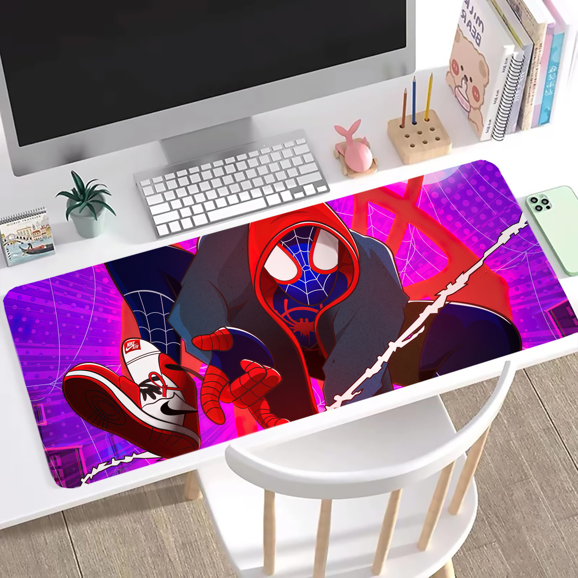 （画像用） Spider Man スパイダーマン ステッチ加工 大判デスクマット／滑り止めマウスパッド