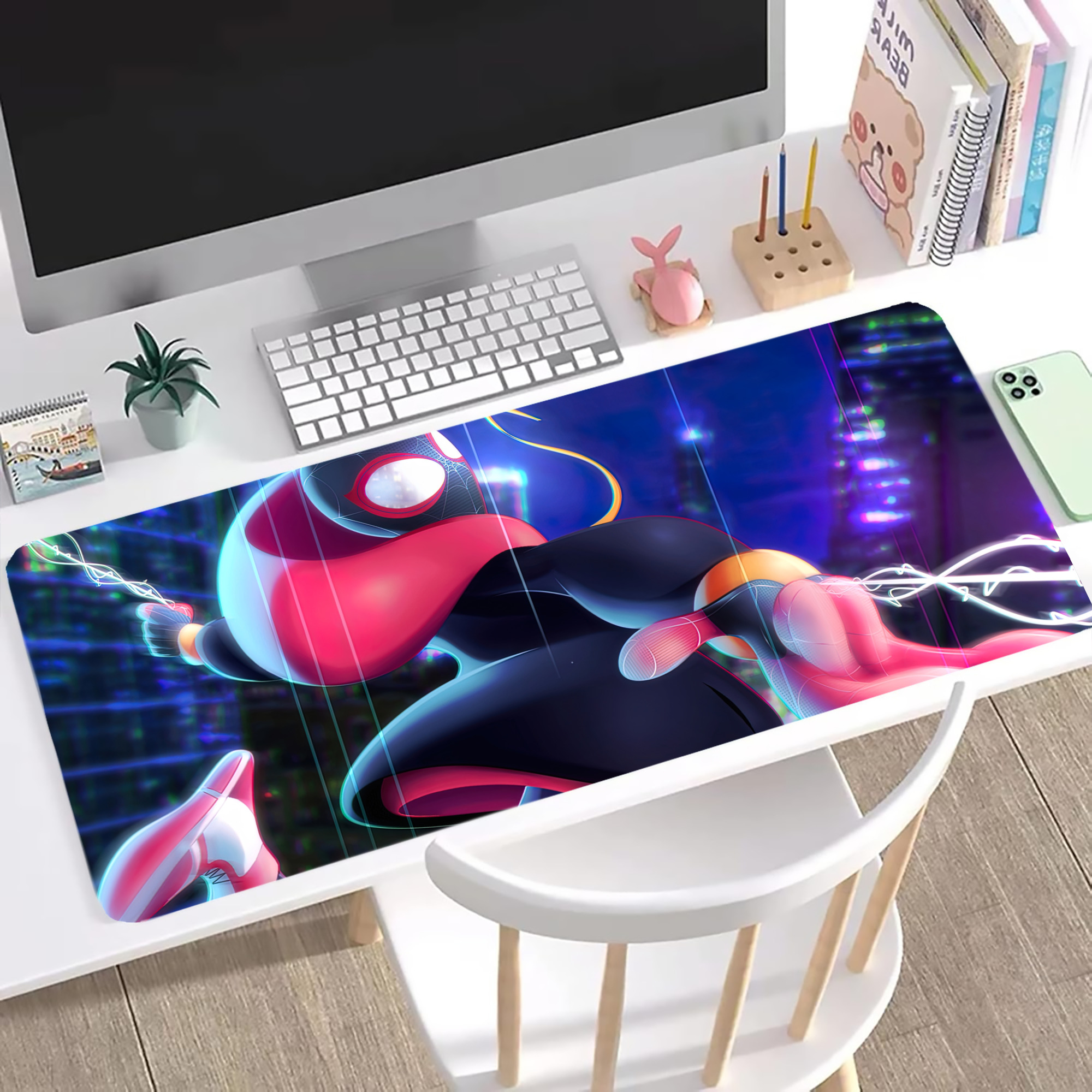 （画像用） Spider Man スパイダーマン ステッチ加工 大判デスクマット／滑り止めマウスパッド