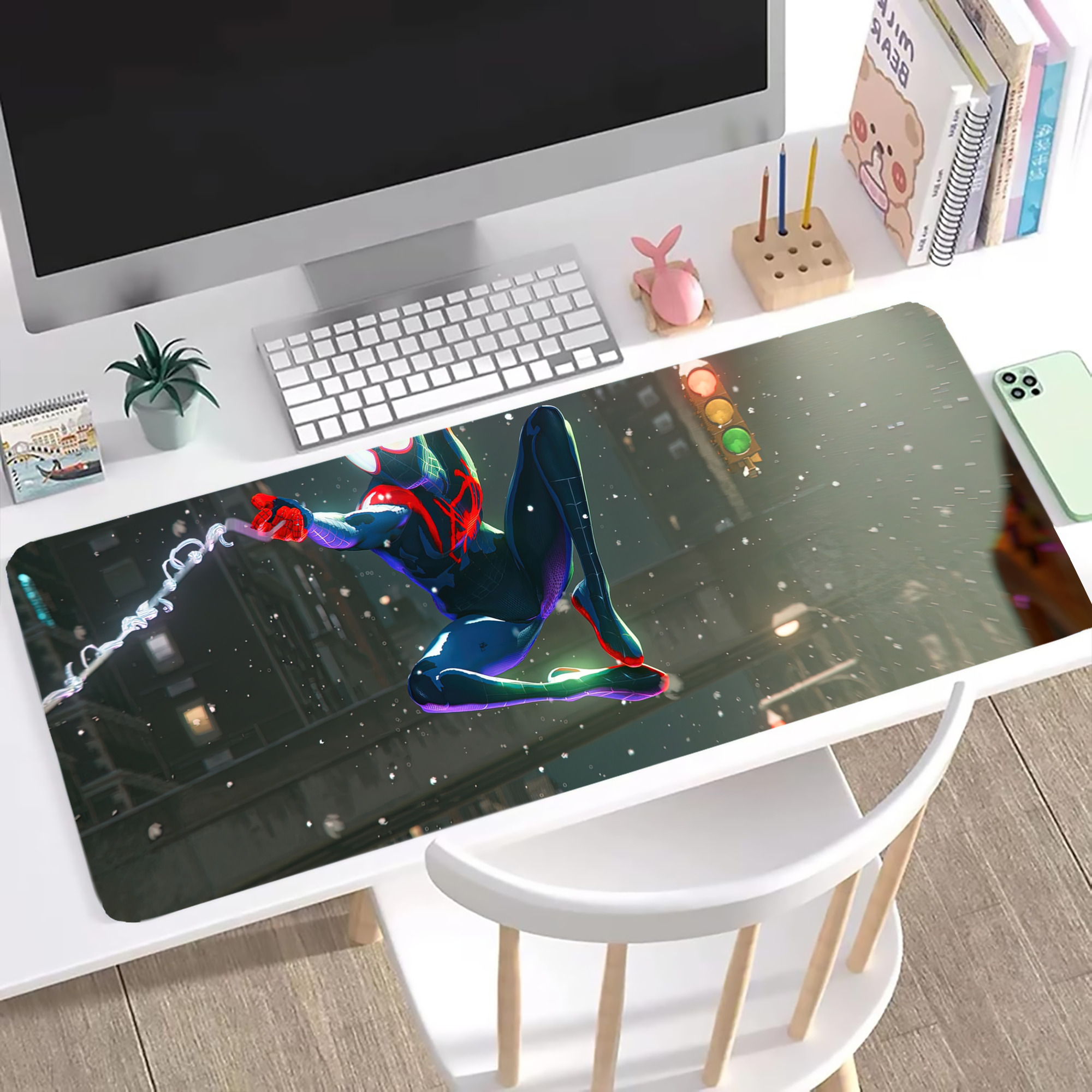 （画像用） Spider Man スパイダーマン ステッチ加工 大判デスクマット／滑り止めマウスパッド