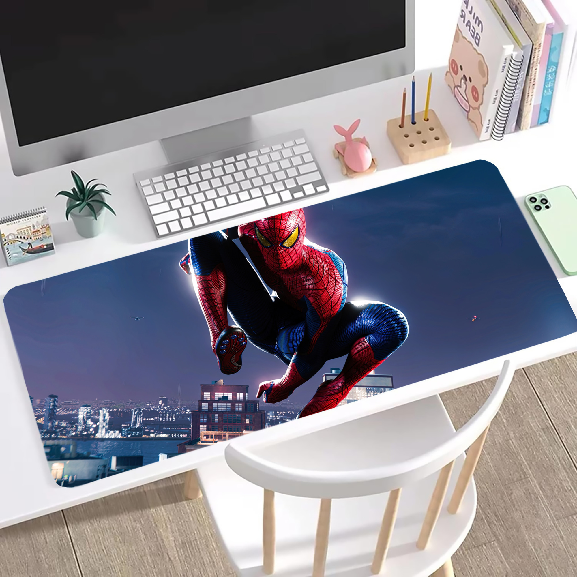 （画像用） Spider Man スパイダーマン ステッチ加工 大判デスクマット／滑り止めマウスパッド