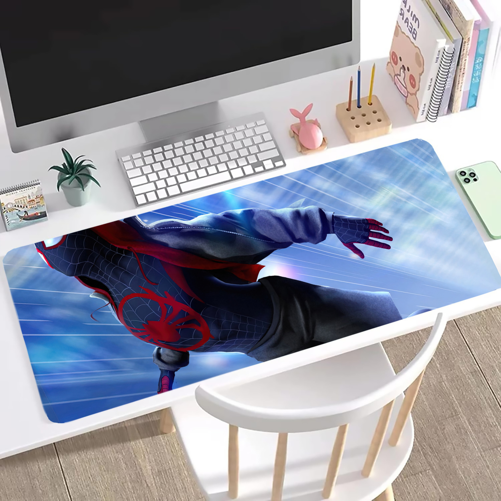 （画像用） Spider Man スパイダーマン ステッチ加工 大判デスクマット／滑り止めマウスパッド