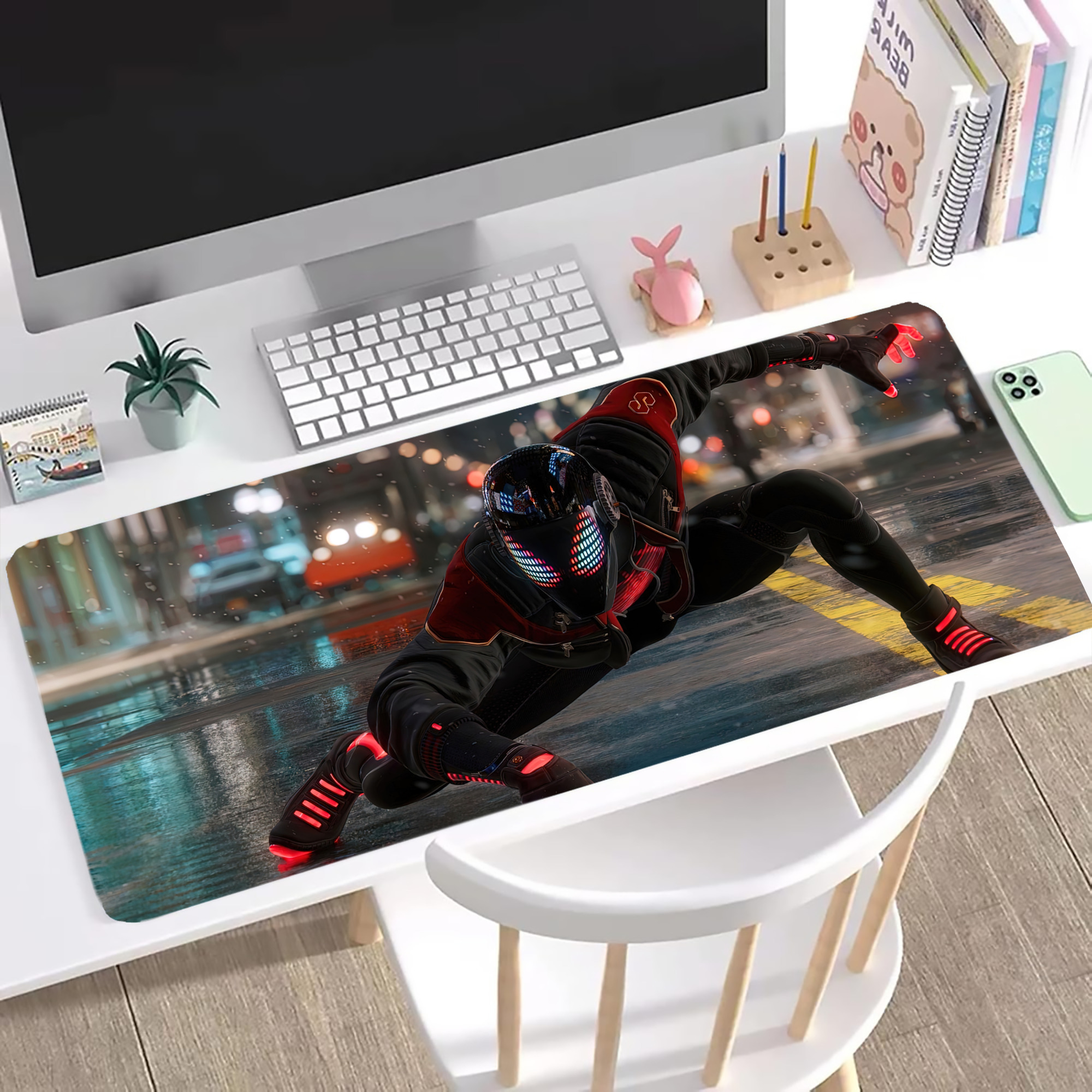 （画像用） Spider Man スパイダーマン ステッチ加工 大判デスクマット／滑り止めマウスパッド
