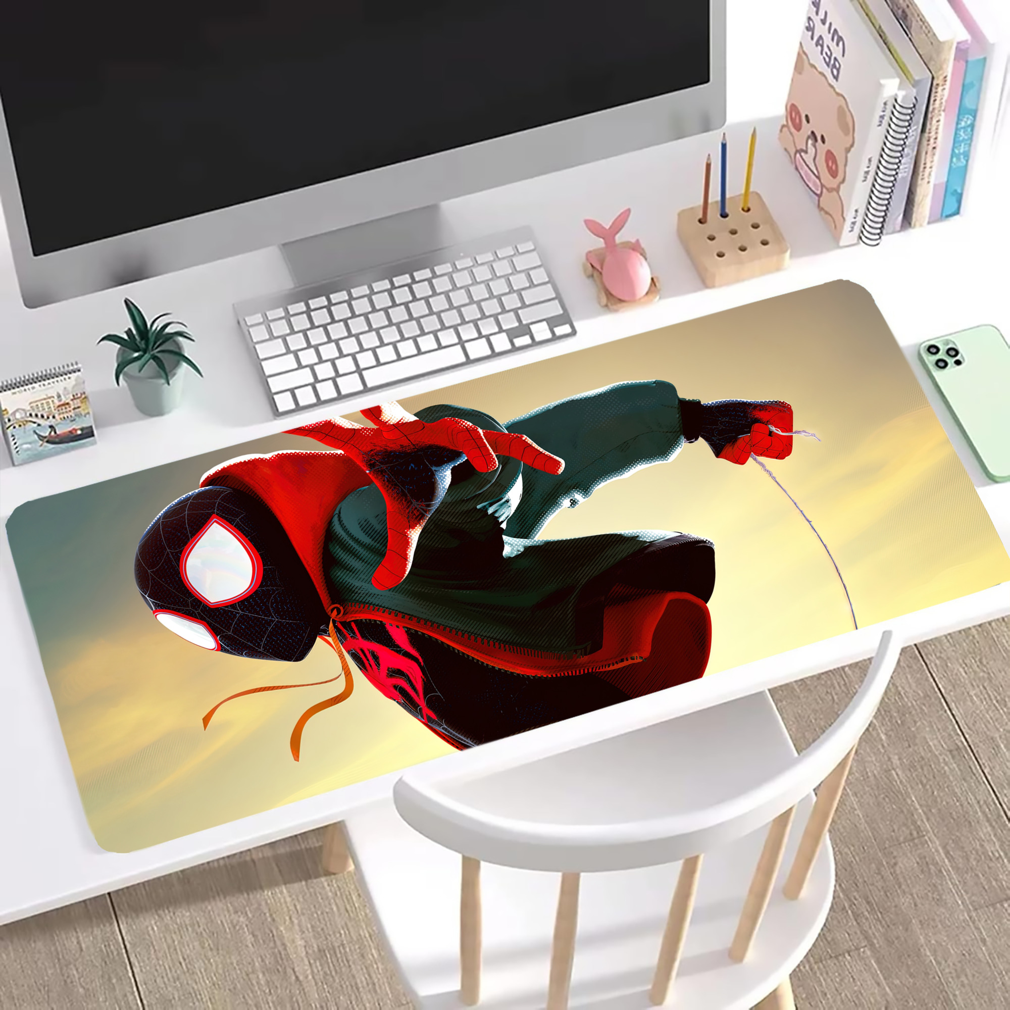（画像用） Spider Man スパイダーマン ステッチ加工 大判デスクマット／滑り止めマウスパッド