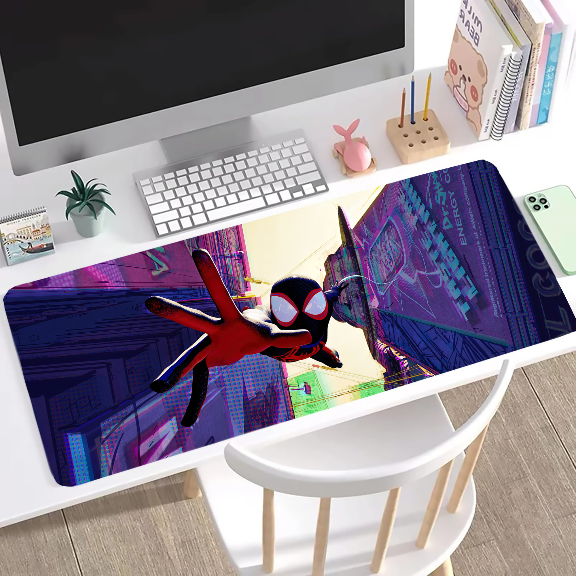 （画像用） Spider Man スパイダーマン ステッチ加工 大判デスクマット／滑り止めマウスパッド