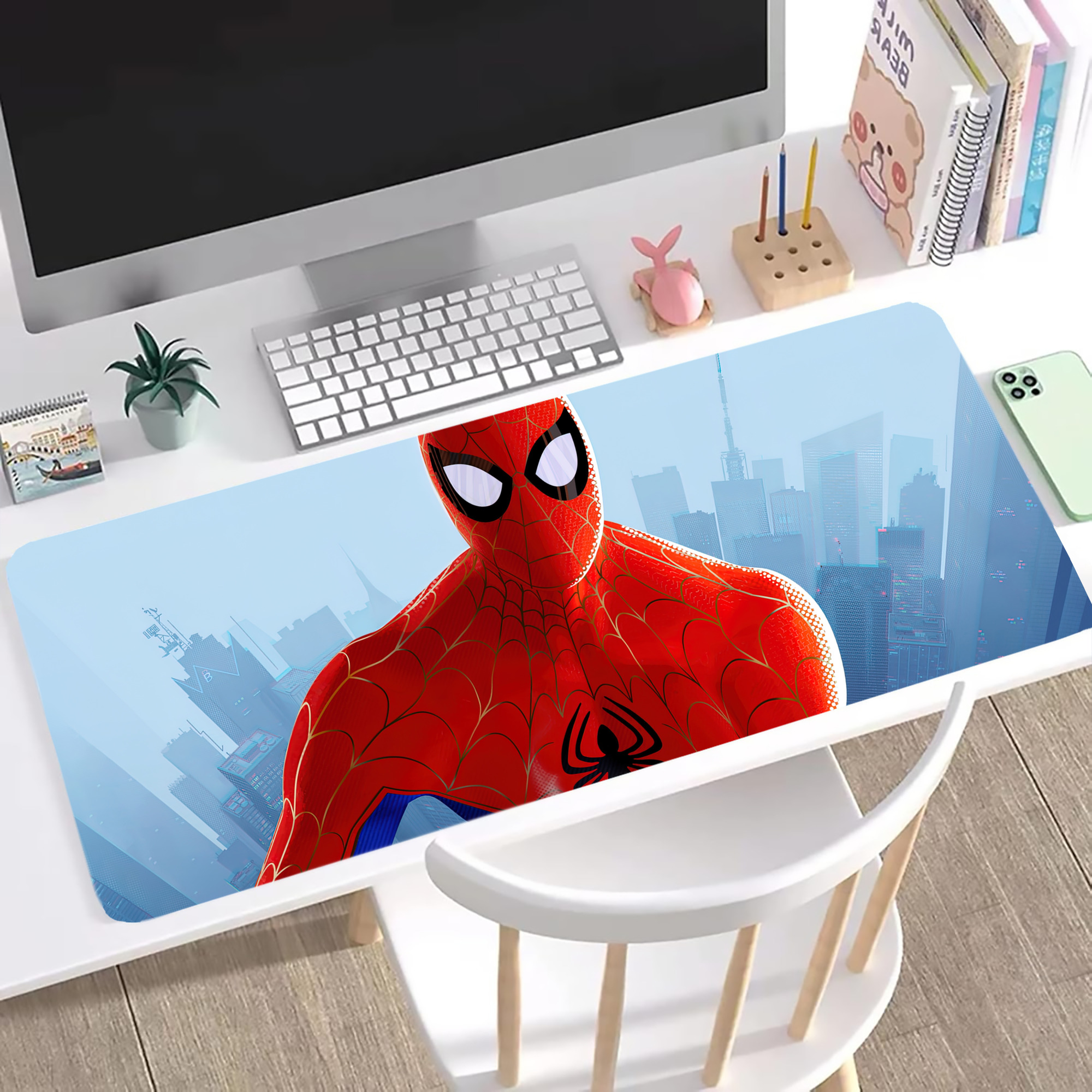 （画像用） Spider Man スパイダーマン ステッチ加工 大判デスクマット／滑り止めマウスパッド