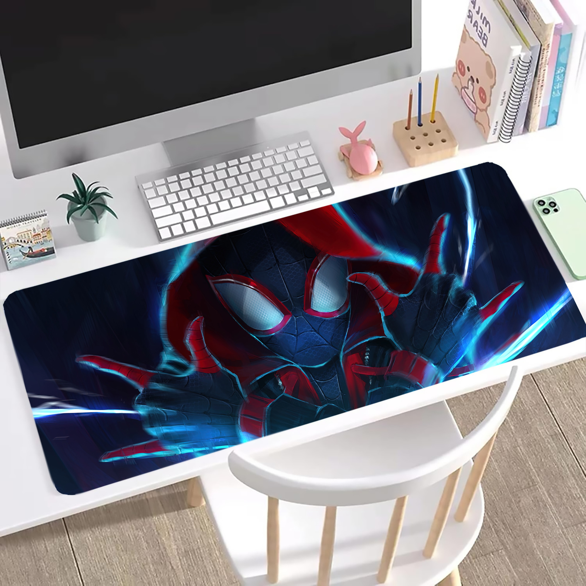 （画像用） Spider Man スパイダーマン ステッチ加工 大判デスクマット／滑り止めマウスパッド