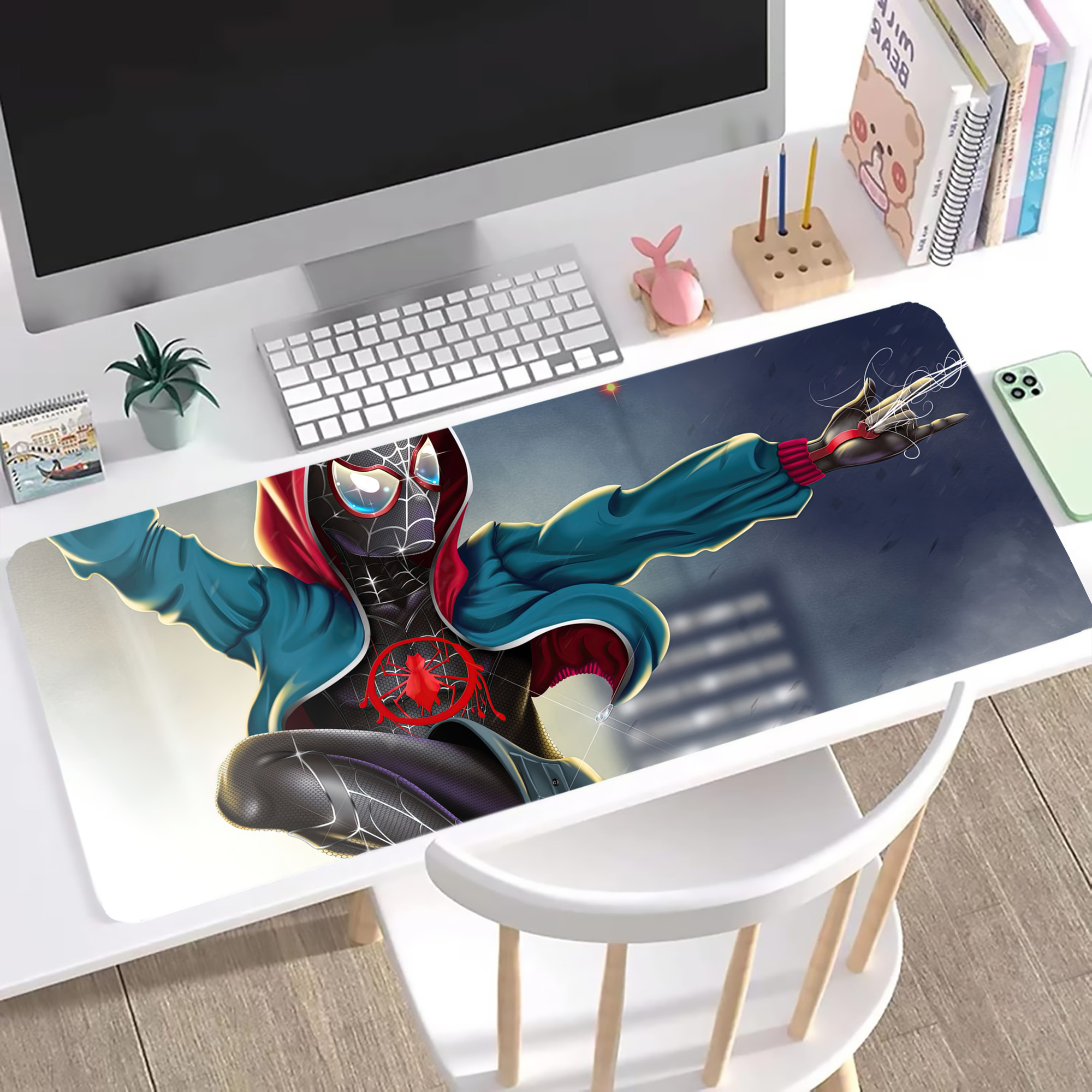 （画像用） Spider Man スパイダーマン ステッチ加工 大判デスクマット／滑り止めマウスパッド