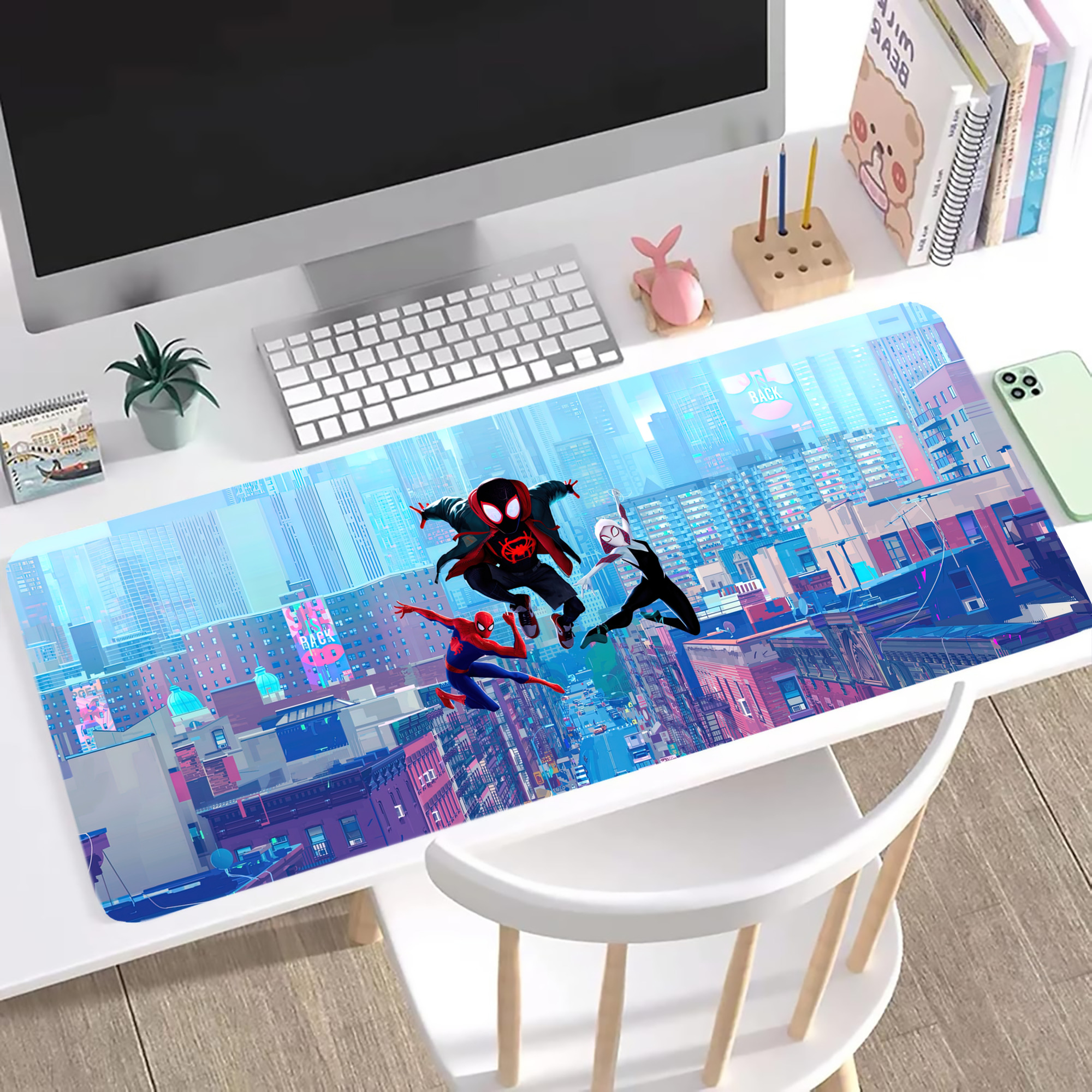（画像用） Spider Man スパイダーマン ステッチ加工 大判デスクマット／滑り止めマウスパッド