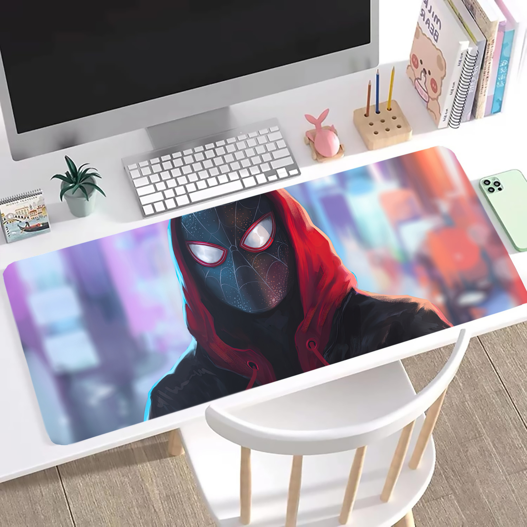 （画像用） Spider Man スパイダーマン ステッチ加工 大判デスクマット／滑り止めマウスパッド