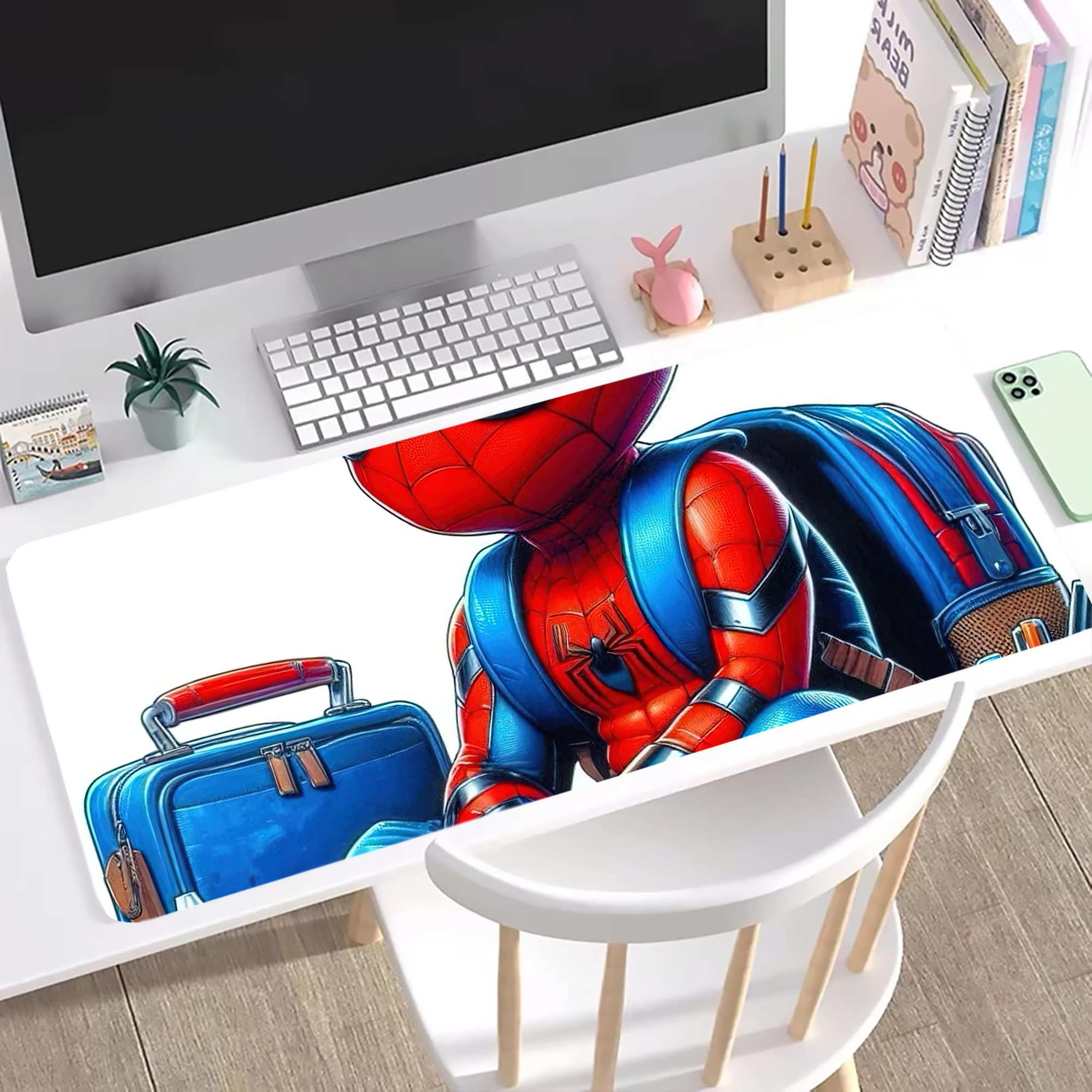 （画像用） Spider Man スパイダーマン ステッチ加工 大判デスクマット／滑り止めマウスパッド