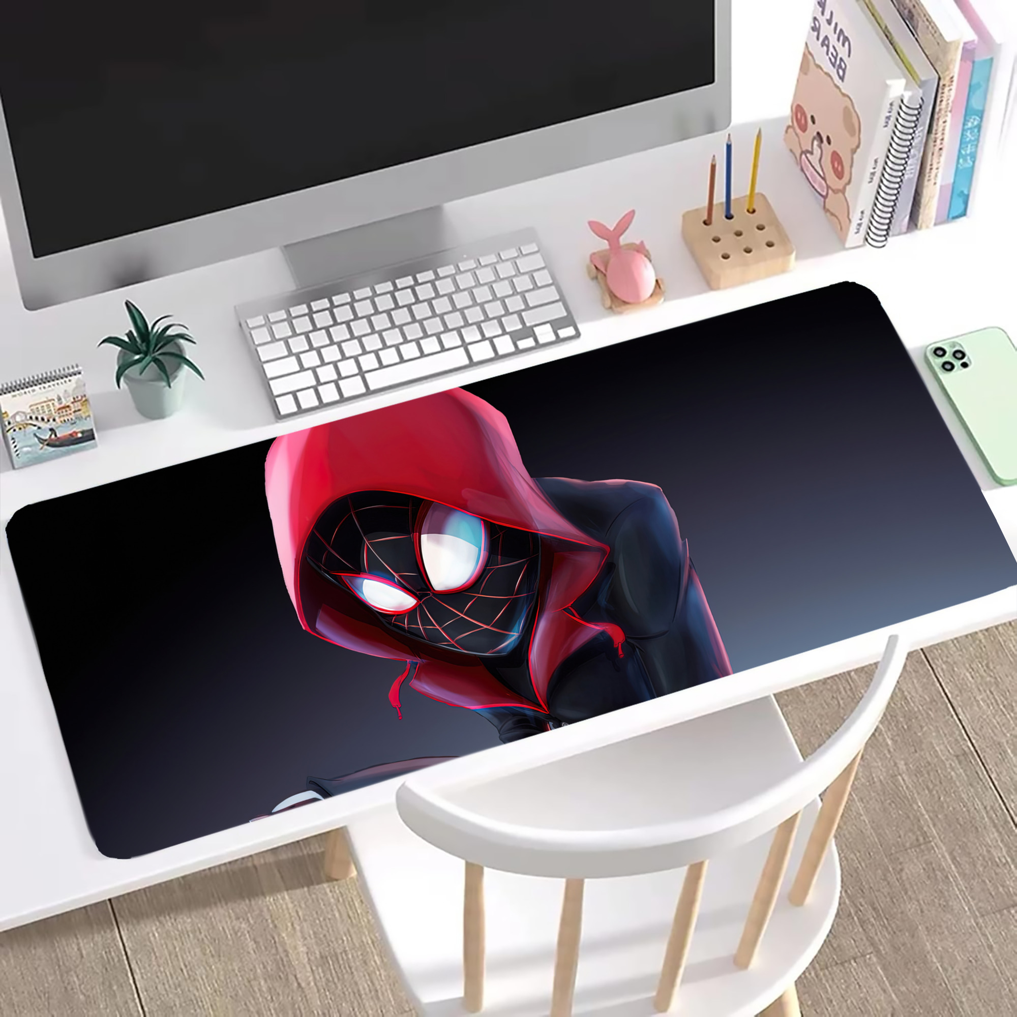 （画像用） Spider Man スパイダーマン ステッチ加工 大判デスクマット／滑り止めマウスパッド