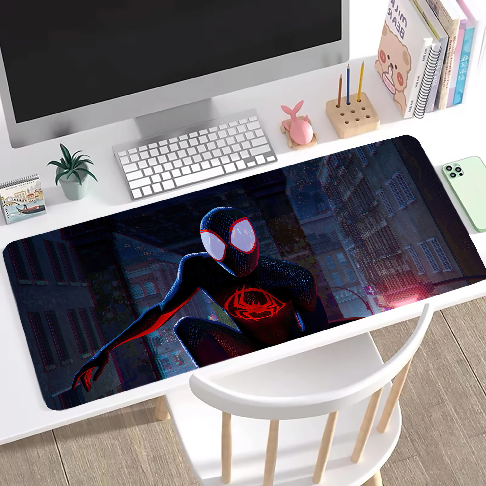 （画像用） Spider Man スパイダーマン ステッチ加工 大判デスクマット／滑り止めマウスパッド