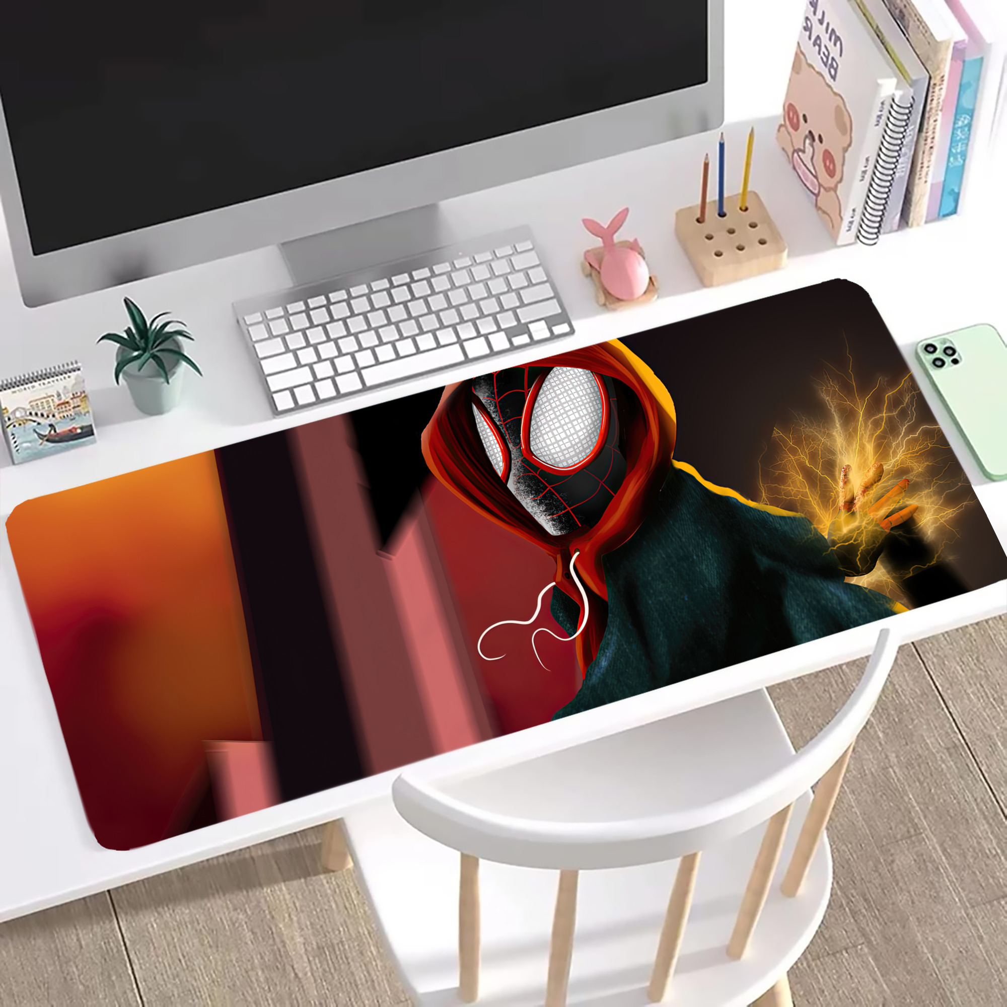 （画像用） Spider Man スパイダーマン ステッチ加工 大判デスクマット／滑り止めマウスパッド