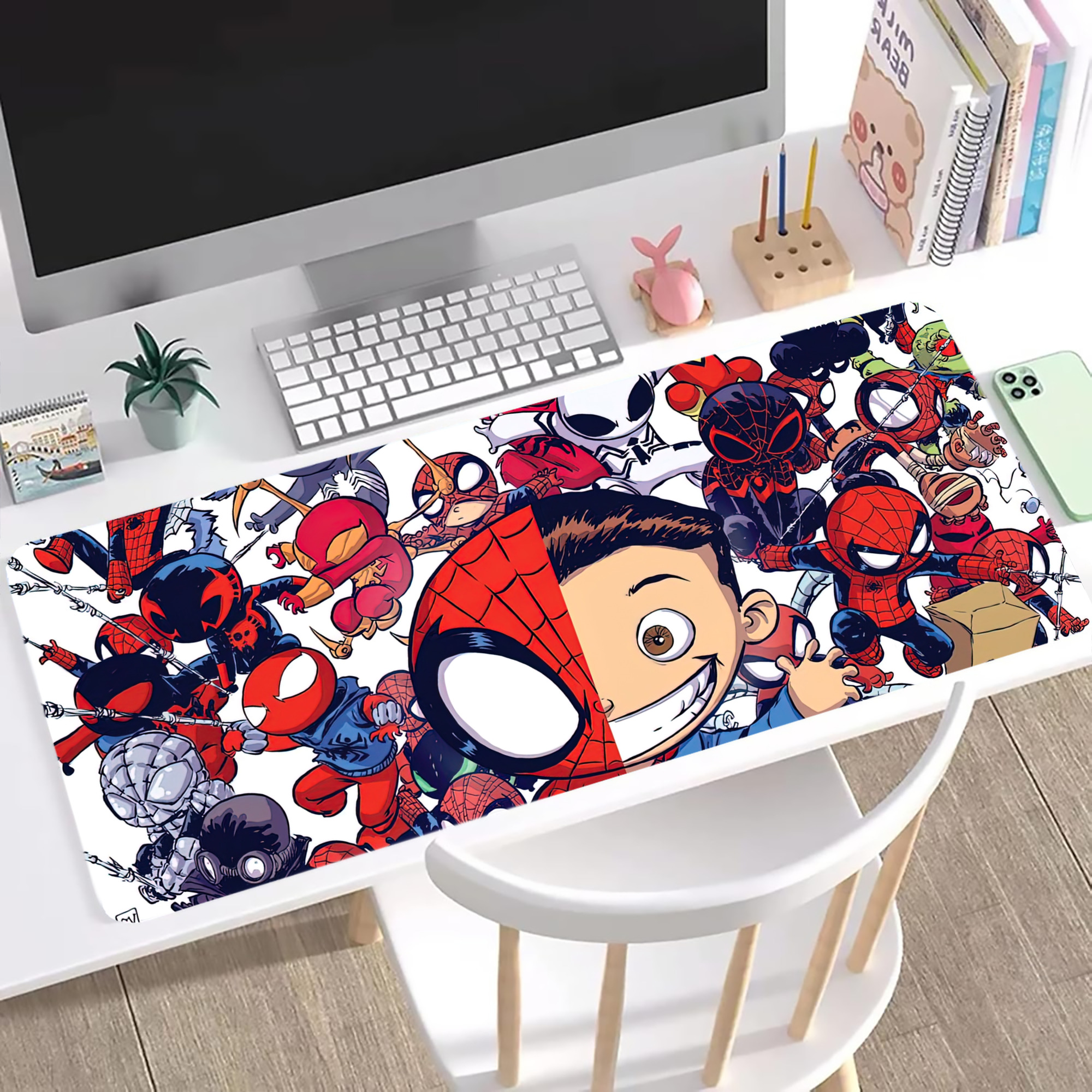 （画像用） Spider Man スパイダーマン ステッチ加工 大判デスクマット／滑り止めマウスパッド