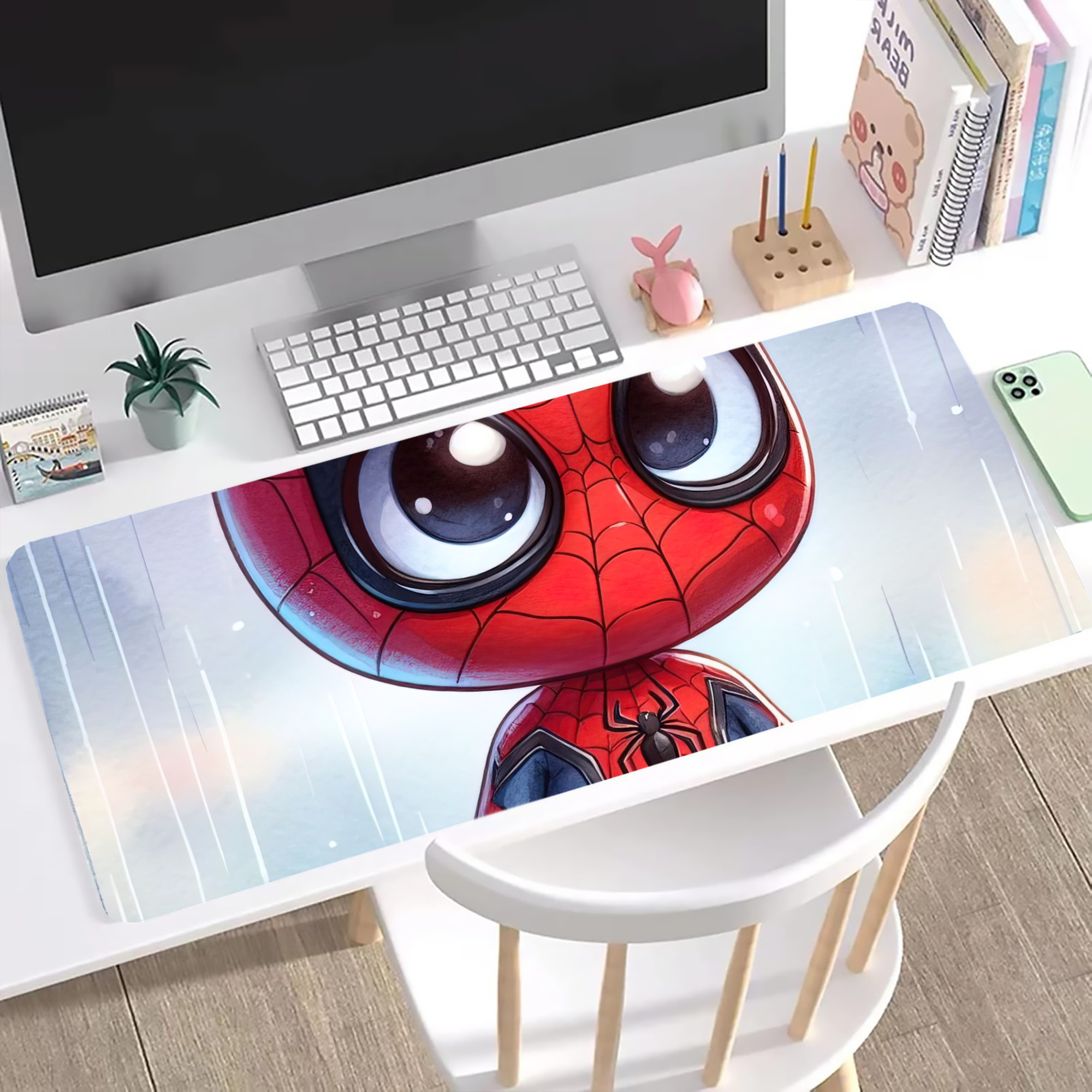 （画像用） Spider Man スパイダーマン ステッチ加工 大判デスクマット／滑り止めマウスパッド