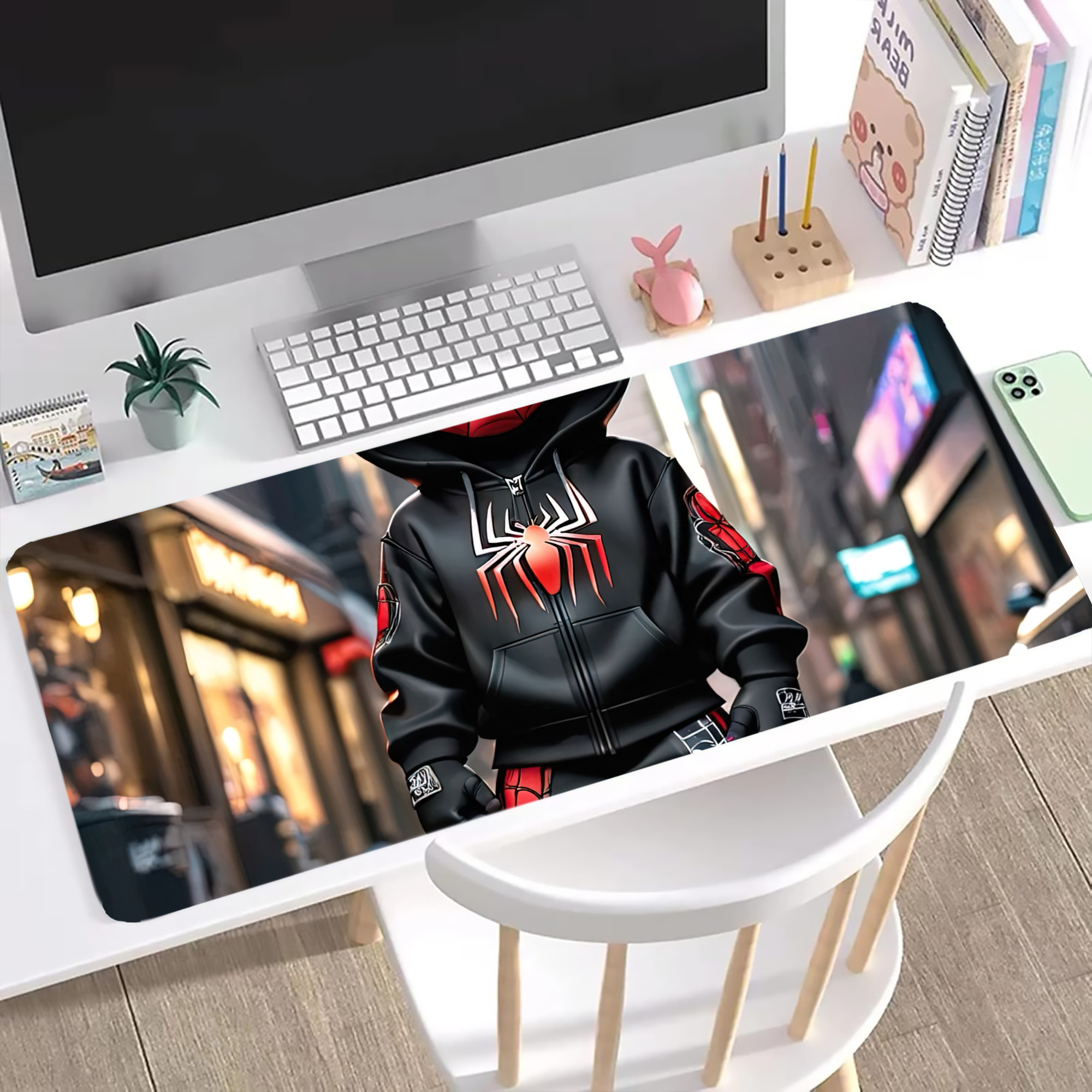 （画像用） Spider Man スパイダーマン ステッチ加工 大判デスクマット／滑り止めマウスパッド