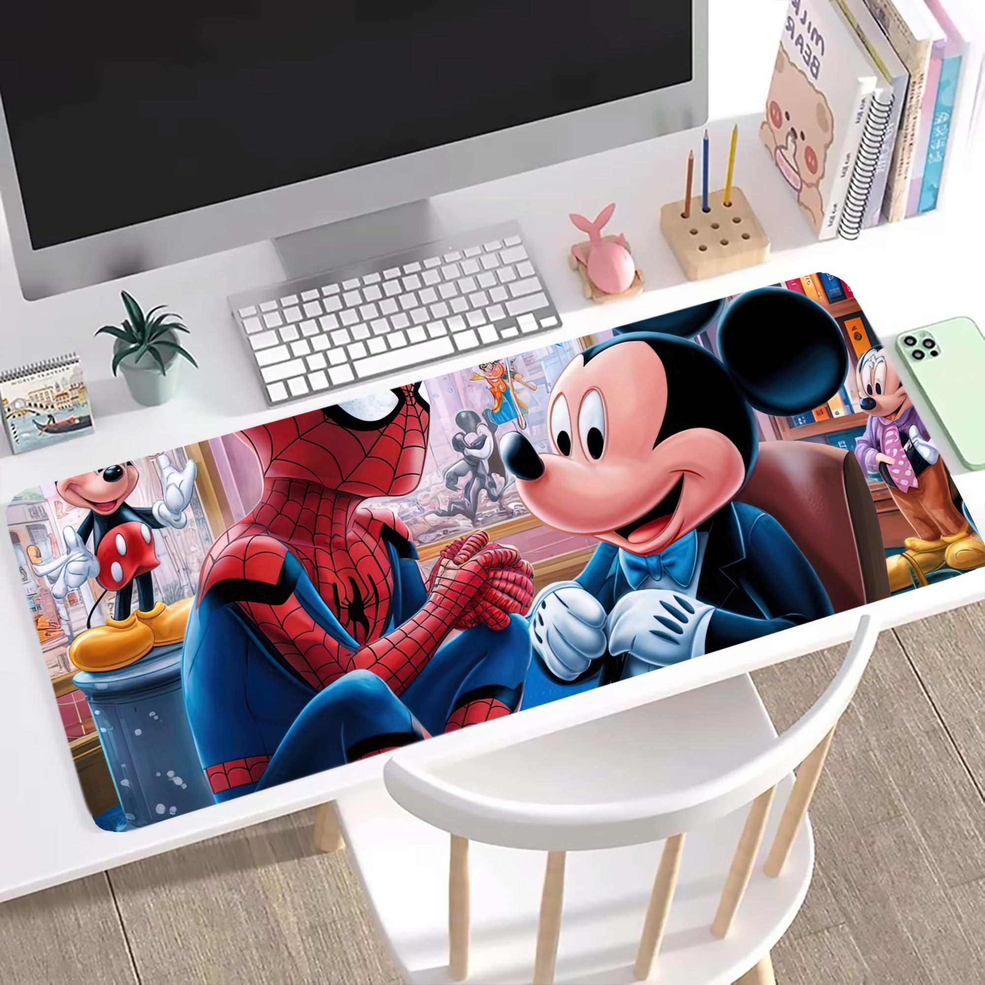 （画像用） Spider Man スパイダーマン ステッチ加工 大判デスクマット／滑り止めマウスパッド