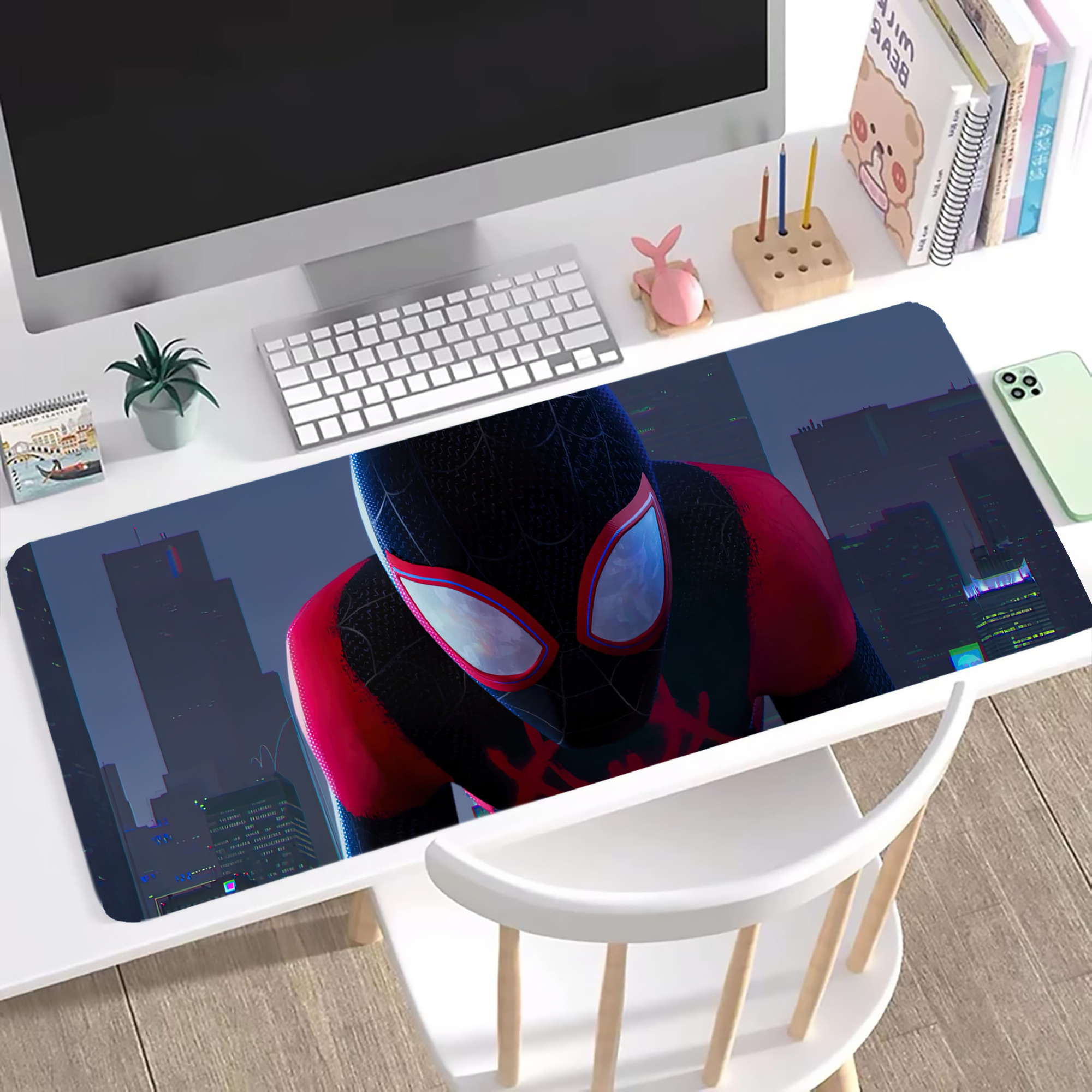 （画像用） Spider Man スパイダーマン ステッチ加工 大判デスクマット／滑り止めマウスパッド