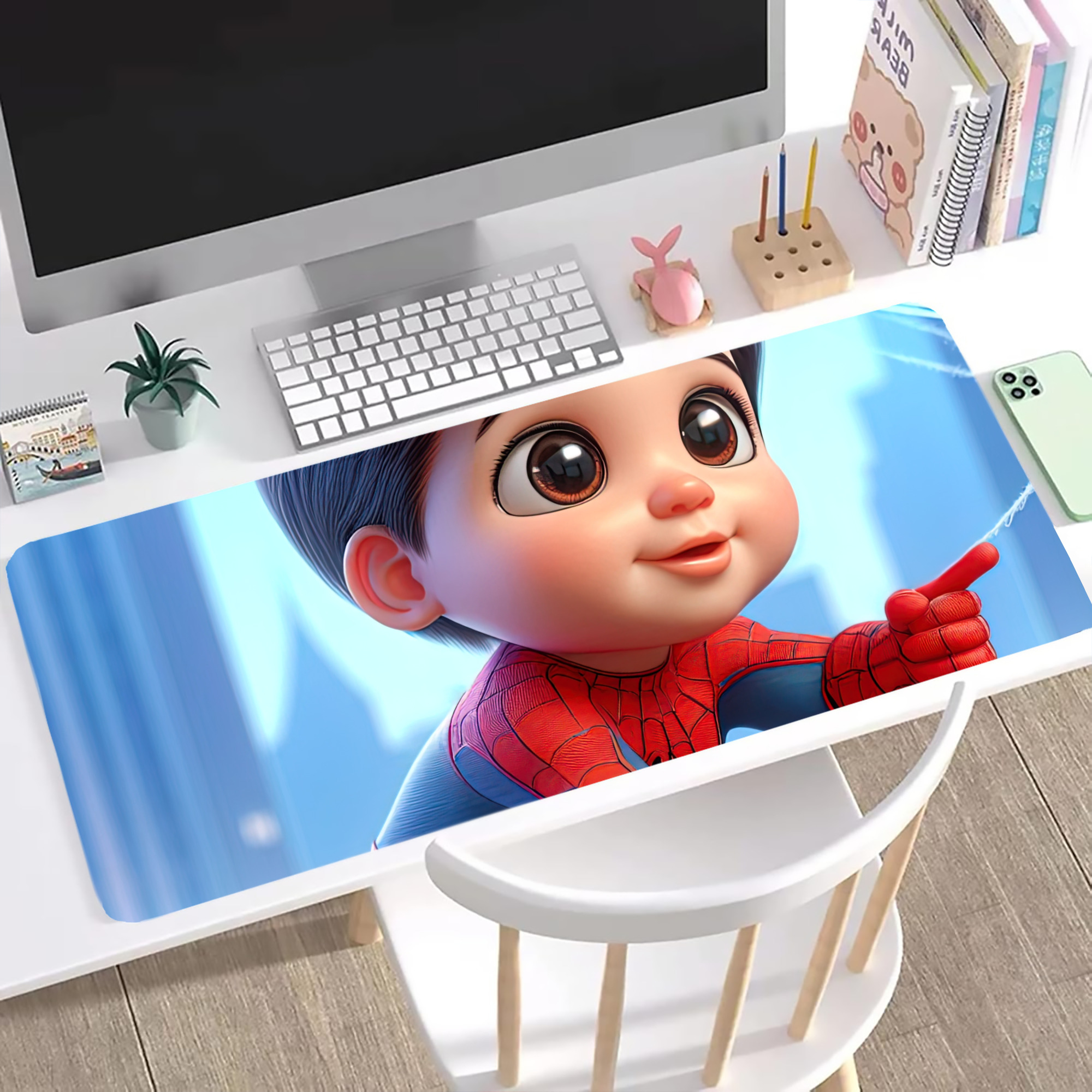 （画像用） Spider Man スパイダーマン ステッチ加工 大判デスクマット／滑り止めマウスパッド