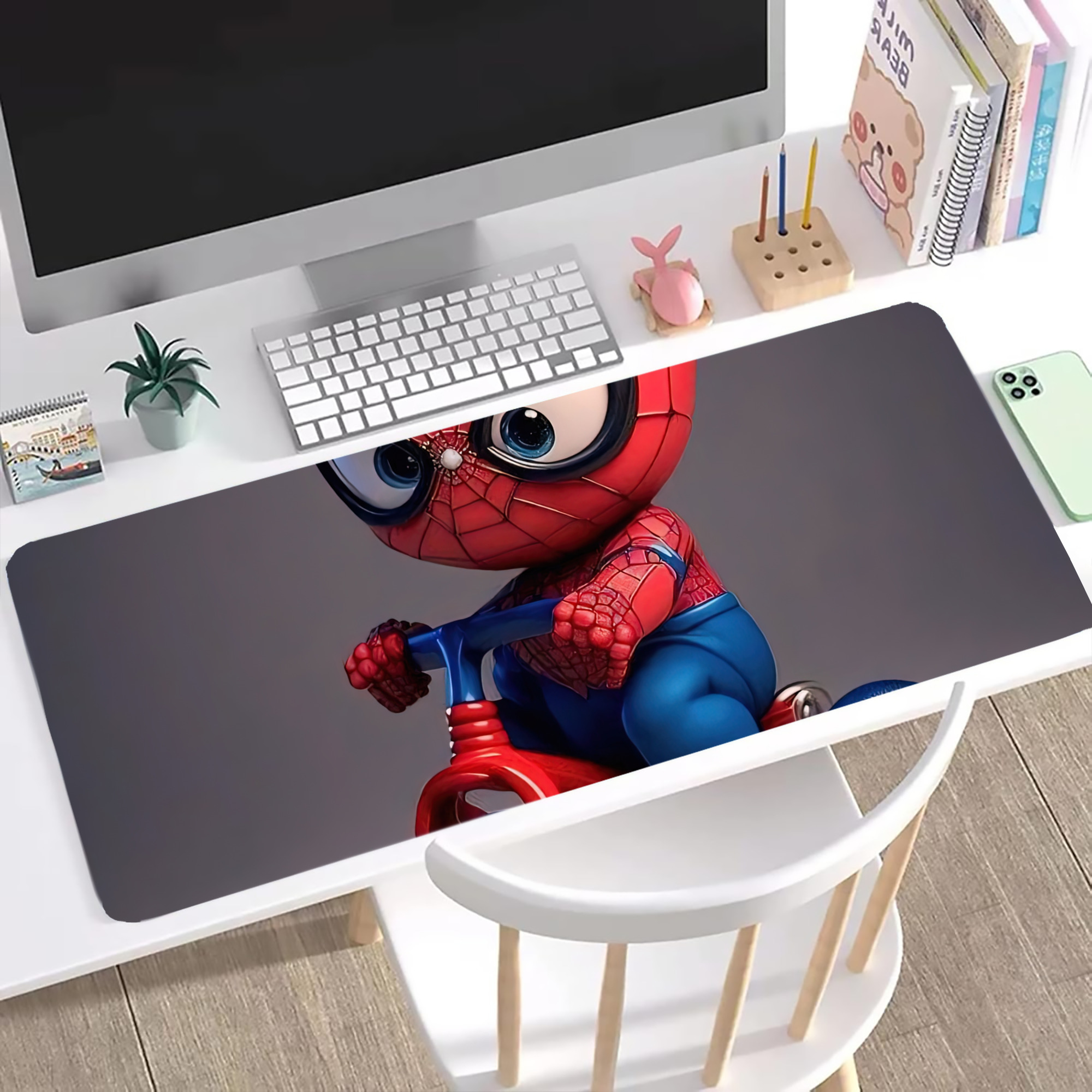（画像用） Spider Man スパイダーマン ステッチ加工 大判デスクマット／滑り止めマウスパッド