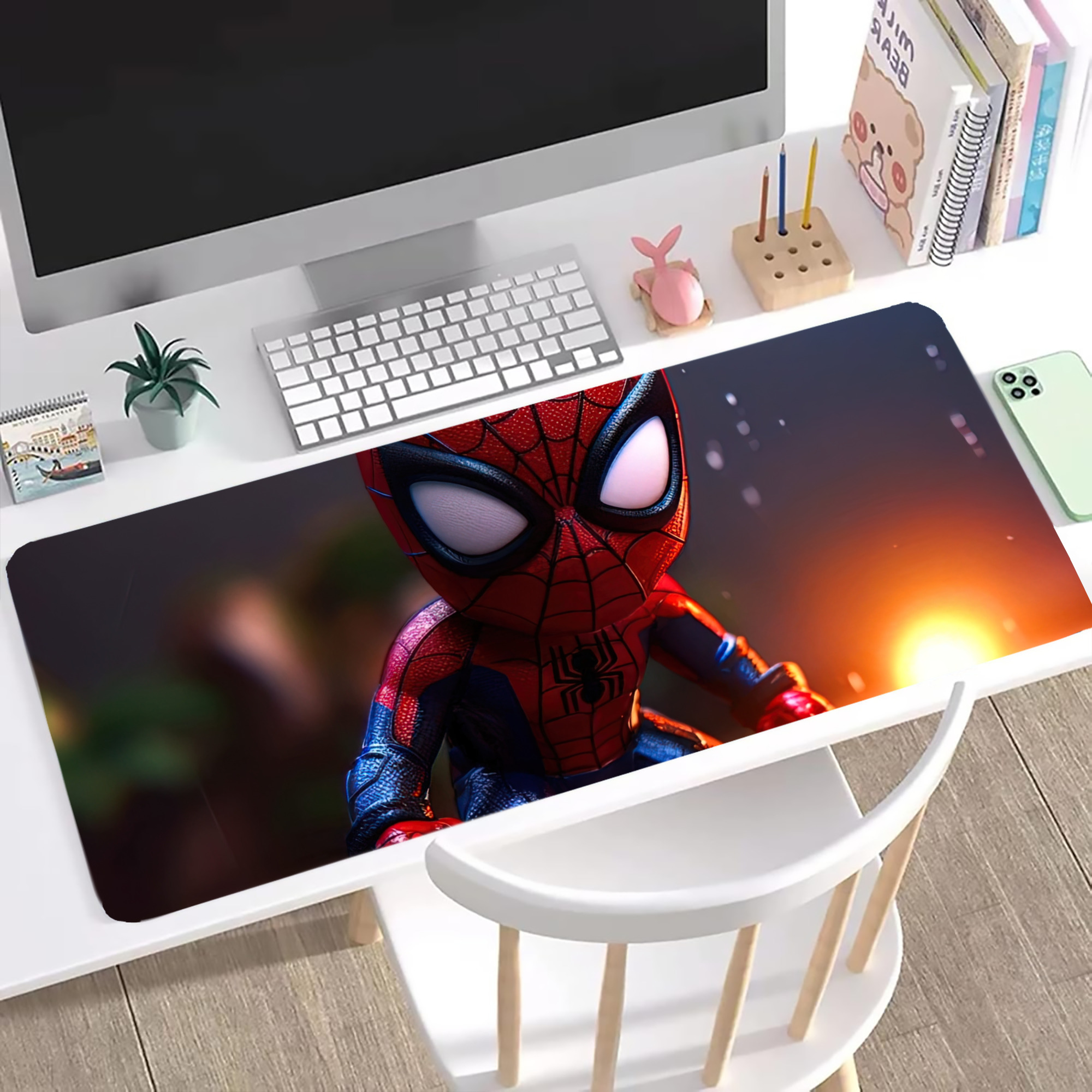 （画像用） Spider Man スパイダーマン ステッチ加工 大判デスクマット／滑り止めマウスパッド