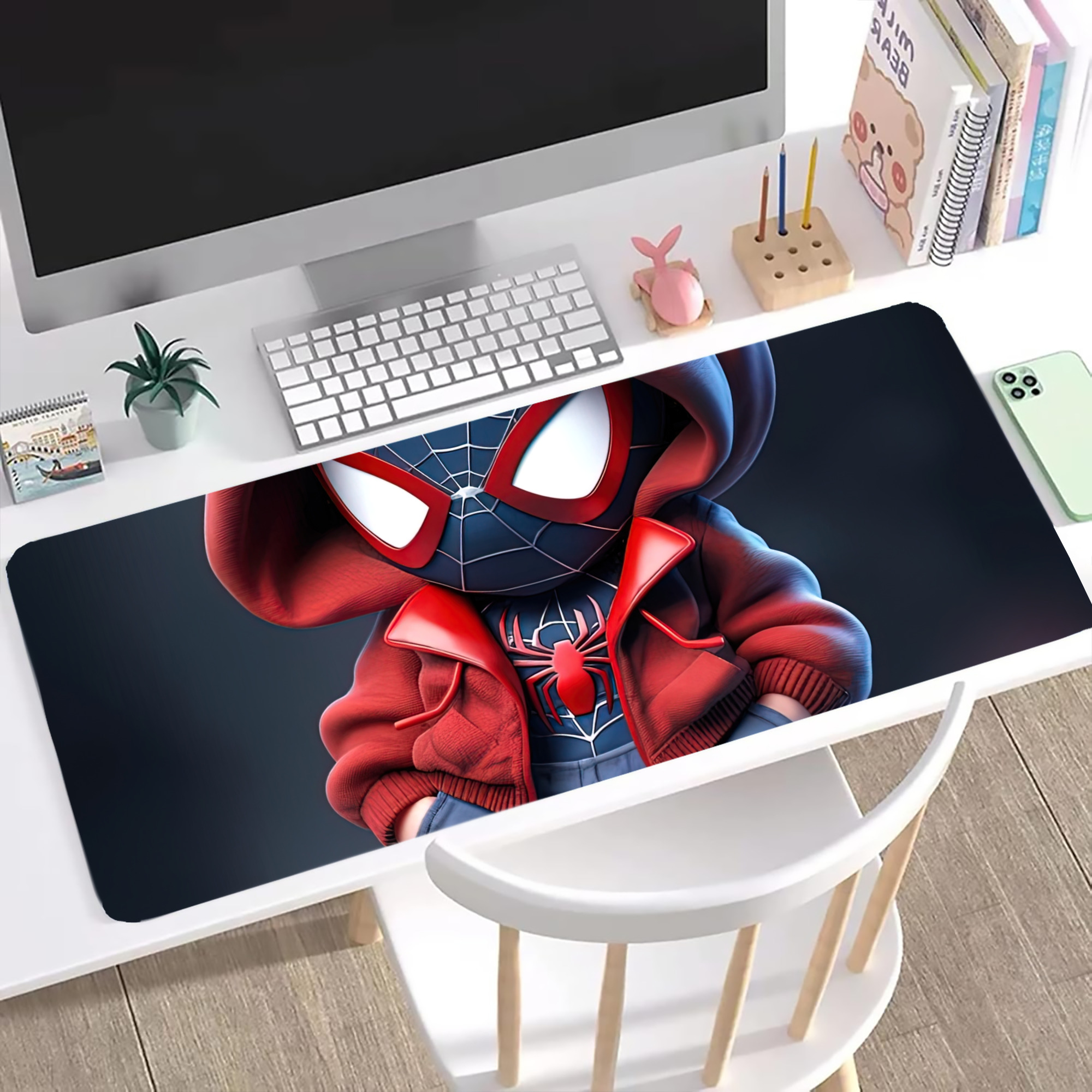 （画像用） Spider Man スパイダーマン ステッチ加工 大判デスクマット／滑り止めマウスパッド