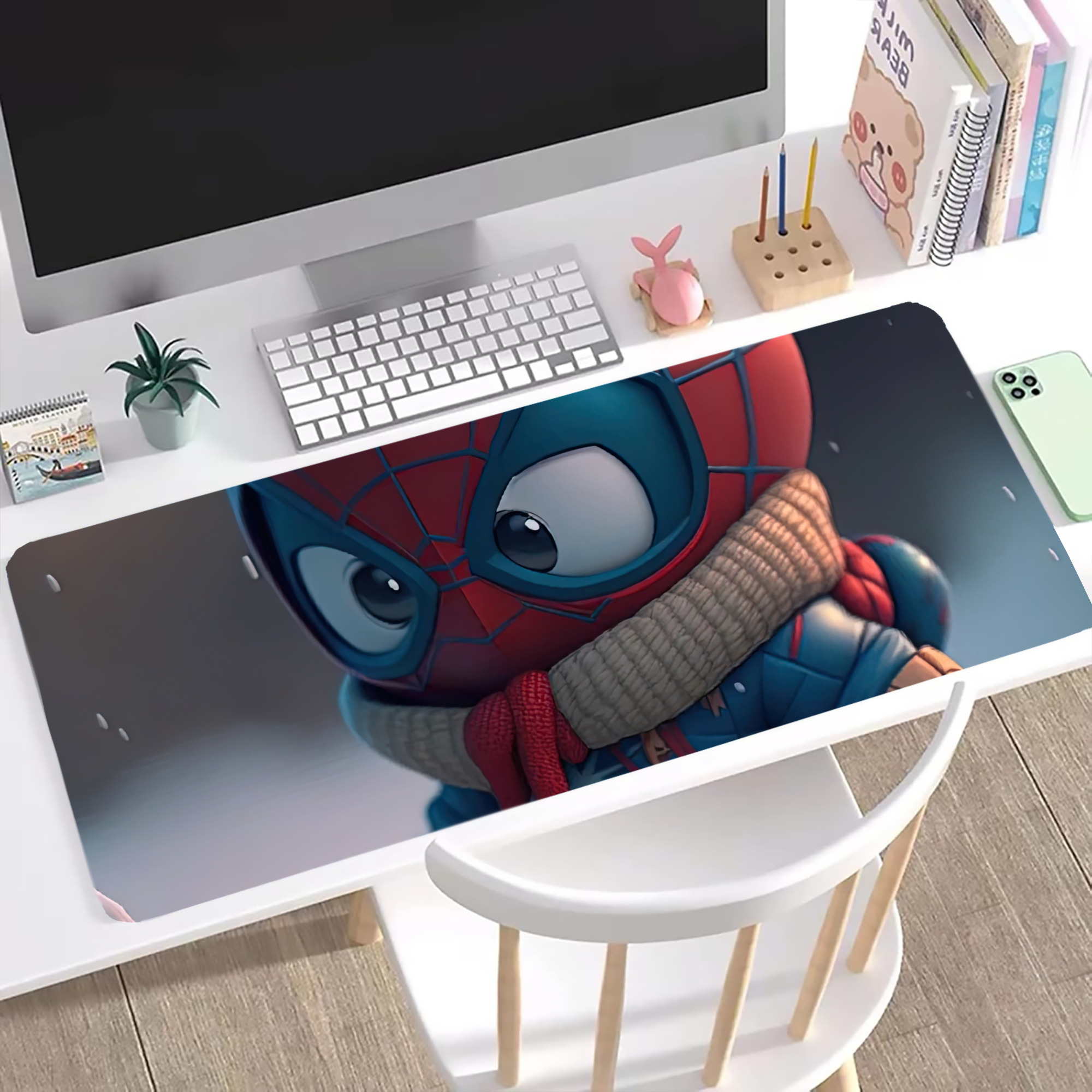 （画像用） Spider Man スパイダーマン ステッチ加工 大判デスクマット／滑り止めマウスパッド