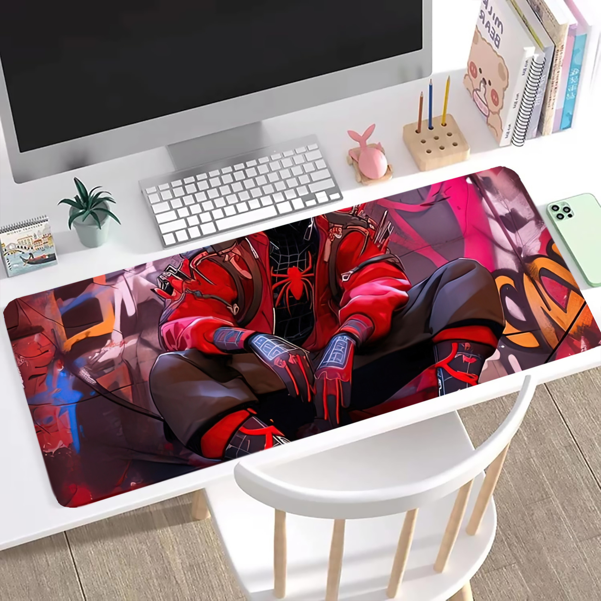 （画像用） Spider Man スパイダーマン ステッチ加工 大判デスクマット／滑り止めマウスパッド