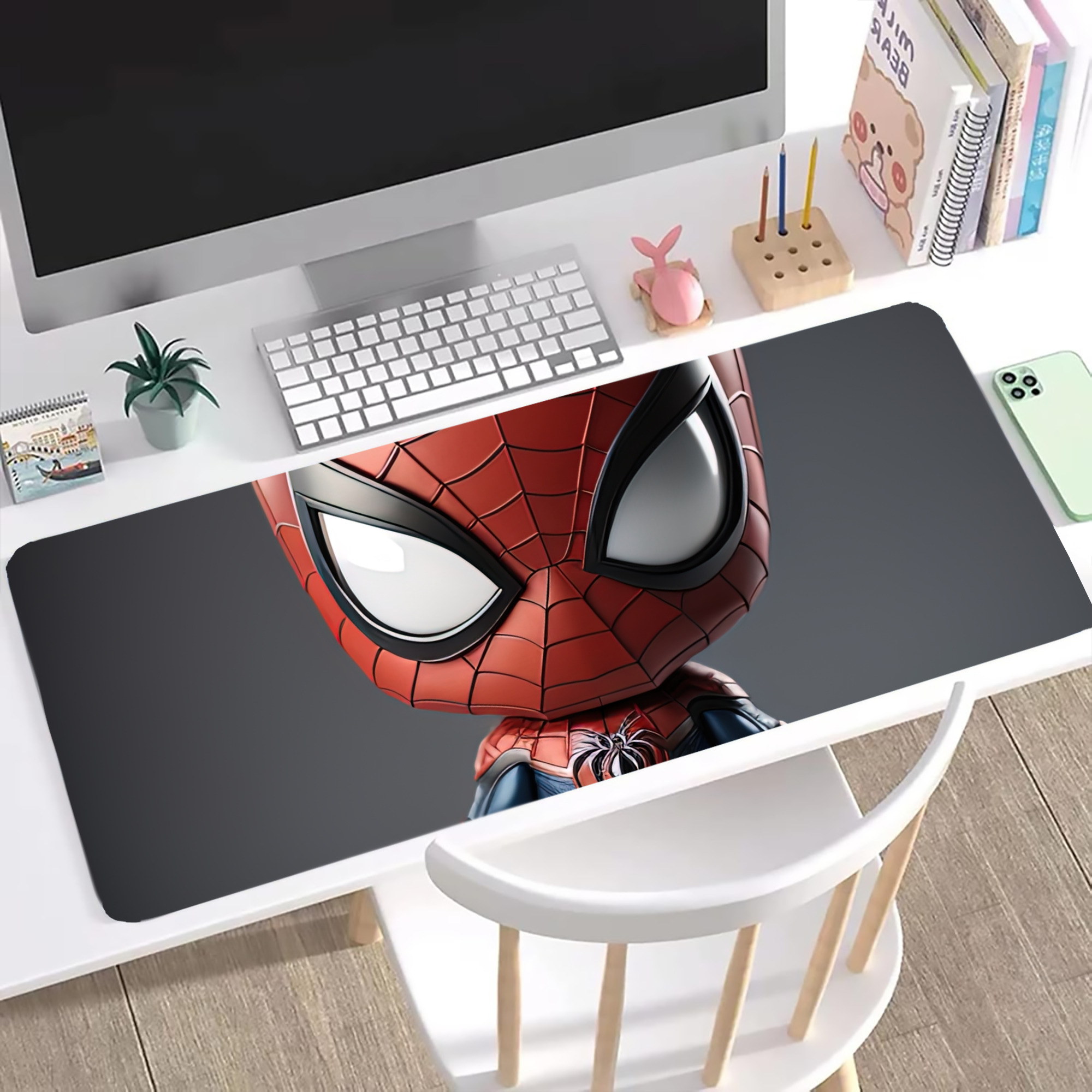 （画像用） Spider Man スパイダーマン ステッチ加工 大判デスクマット／滑り止めマウスパッド