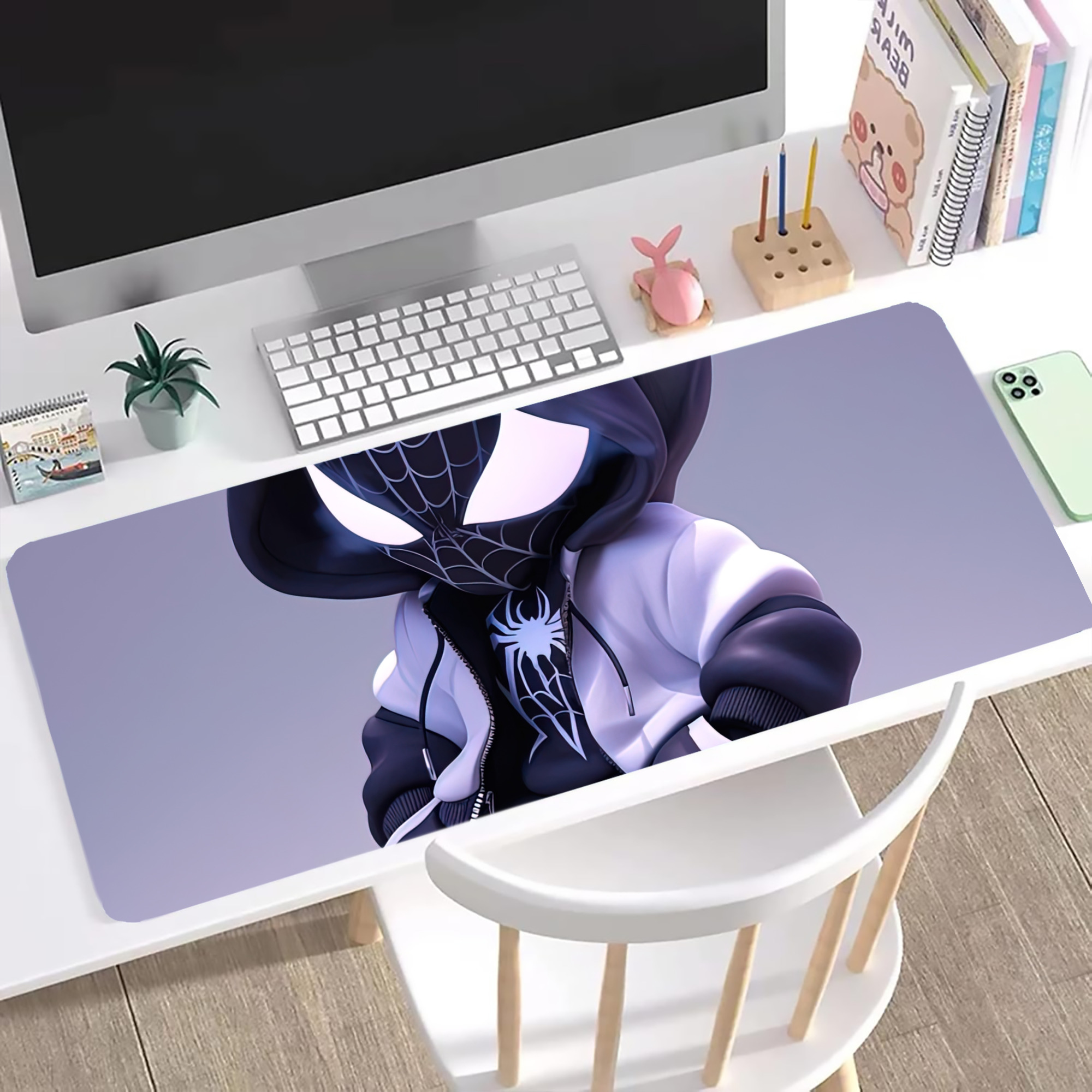 （画像用） Spider Man スパイダーマン ステッチ加工 大判デスクマット／滑り止めマウスパッド
