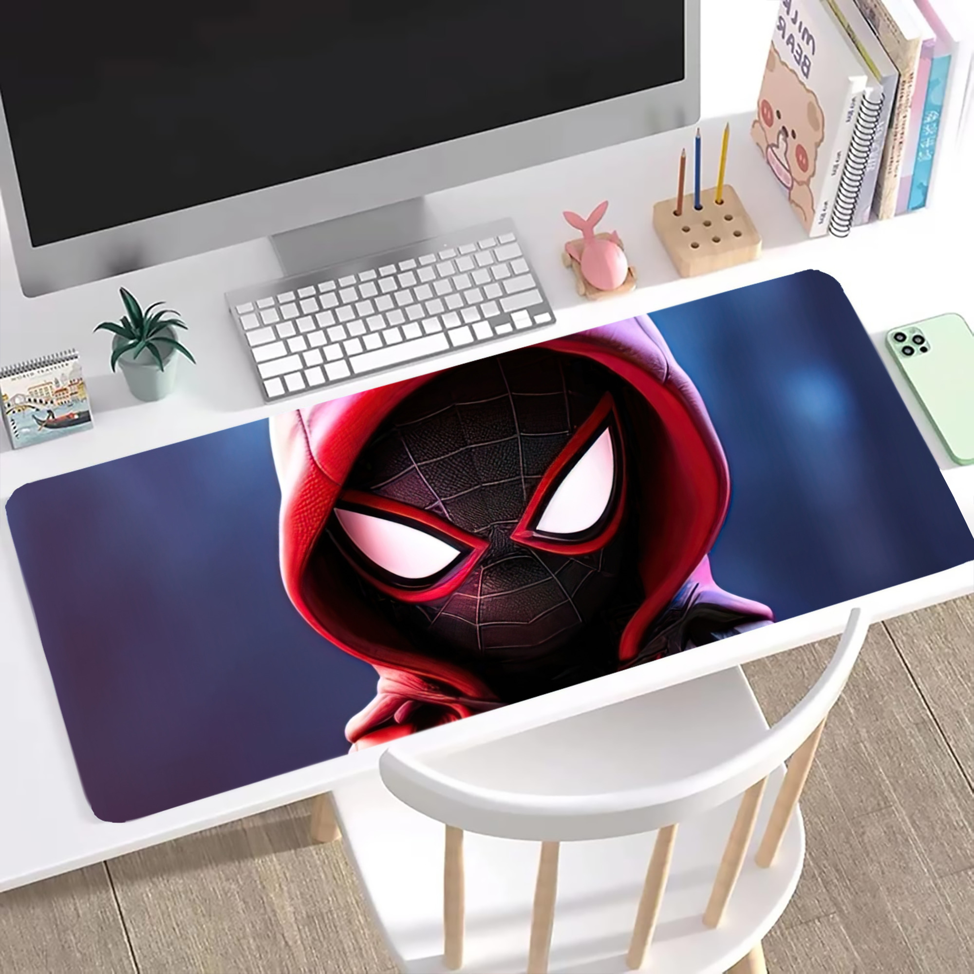 （画像用） Spider Man スパイダーマン ステッチ加工 大判デスクマット／滑り止めマウスパッド