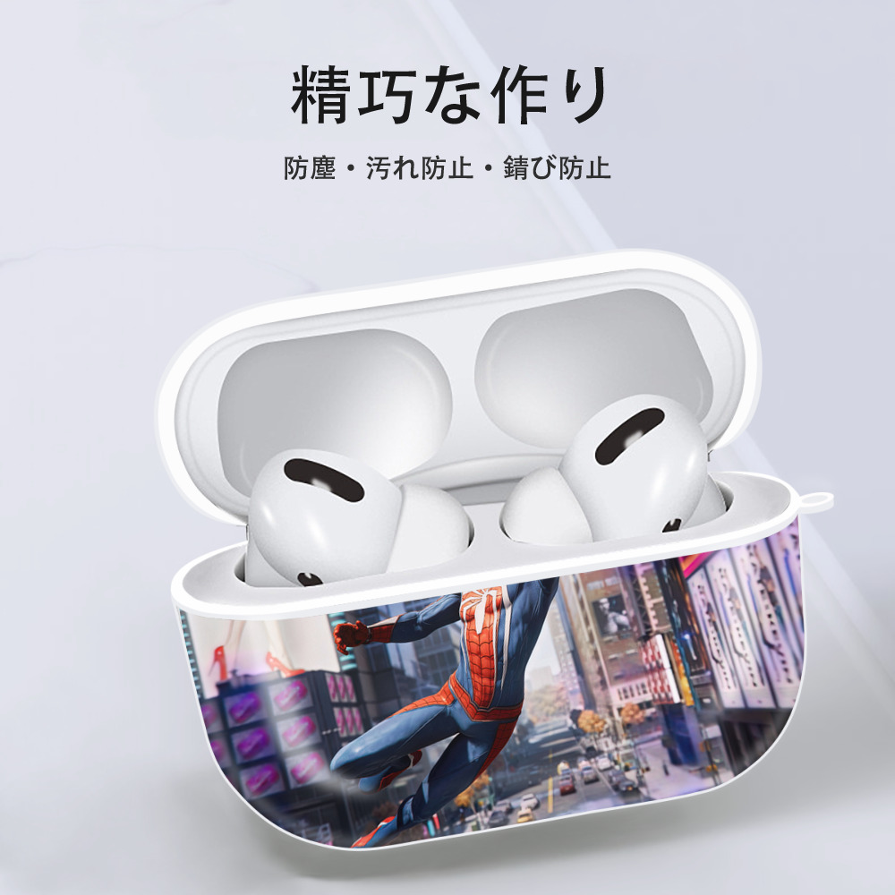 Spider Man スパイダーマン 【AirPods Pro用】ハードシェル保護ケース 耐衝撃・防指紋・カラビナ付き商品仕様