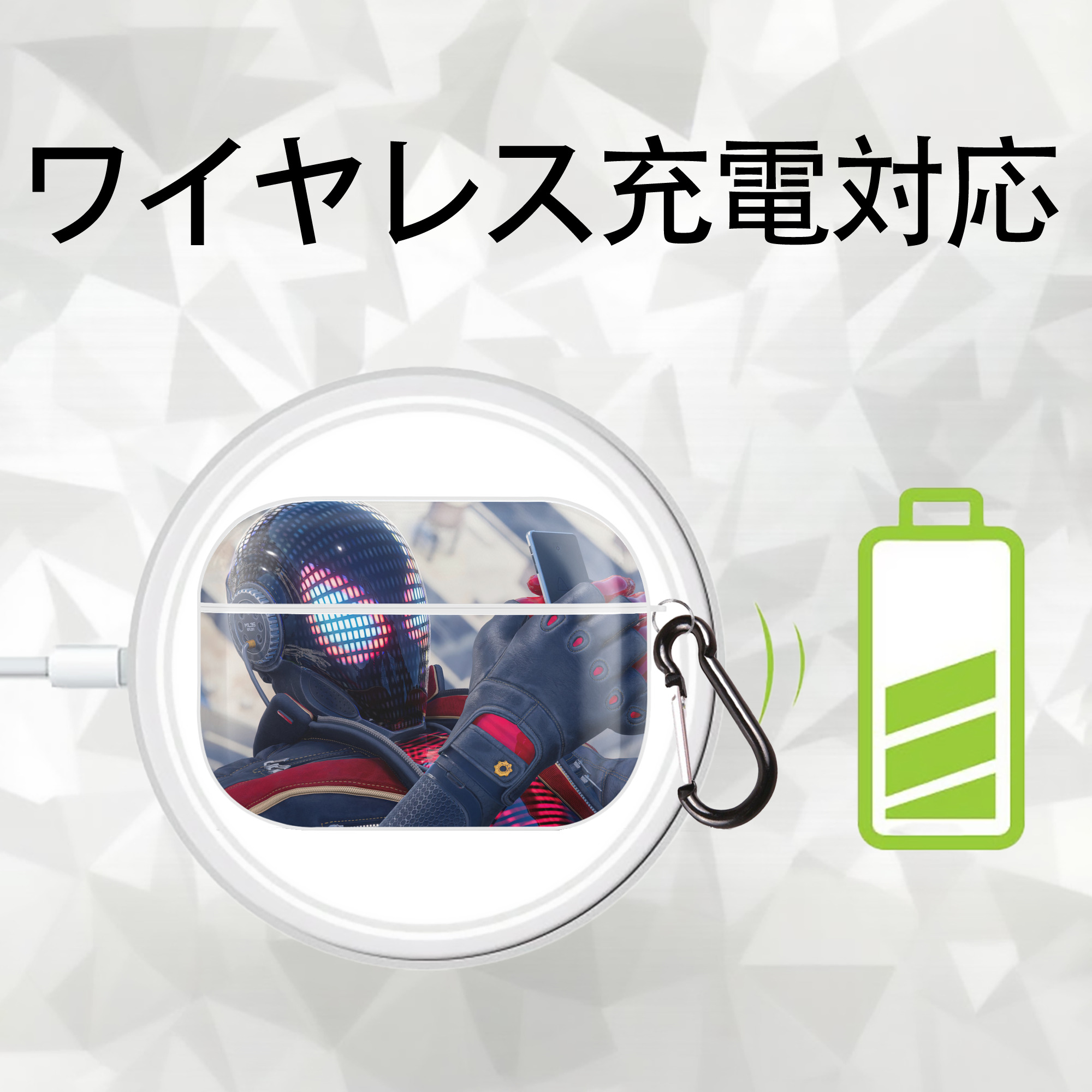 Spider Man スパイダーマン 【AirPods Pro用】ハードシェル保護ケース 耐衝撃・防指紋・カラビナ付き商品仕様