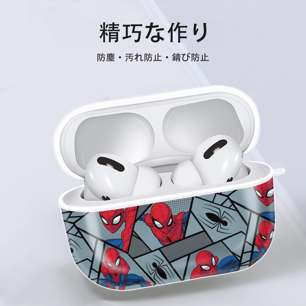 Spider Man スパイダーマン 【AirPods Pro用】ハードシェル保護ケース 耐衝撃・防指紋・カラビナ付き商品仕様