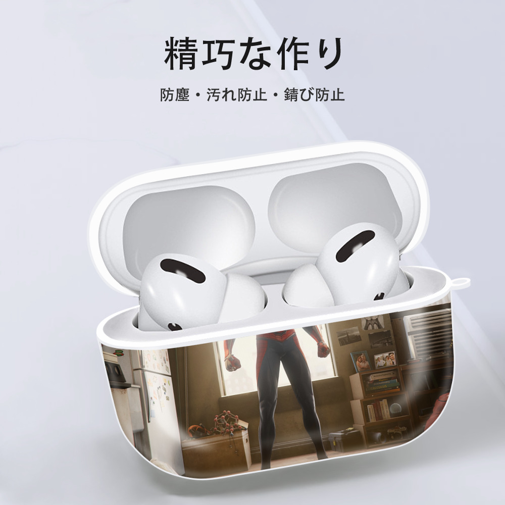 Spider Man スパイダーマン 【AirPods Pro用】ハードシェル保護ケース 耐衝撃・防指紋・カラビナ付き商品仕様
