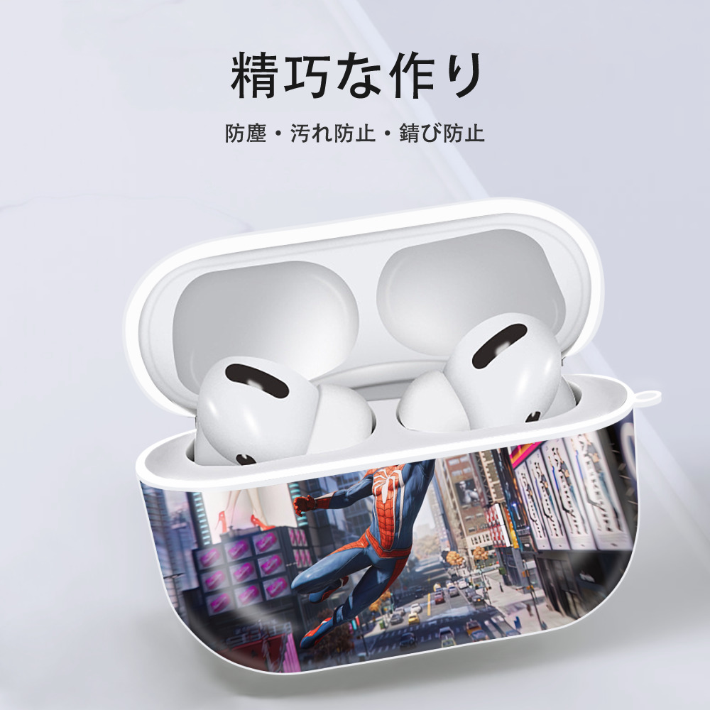 Spider Man スパイダーマン 【AirPods Pro用】ハードシェル保護ケース 耐衝撃・防指紋・カラビナ付き商品仕様