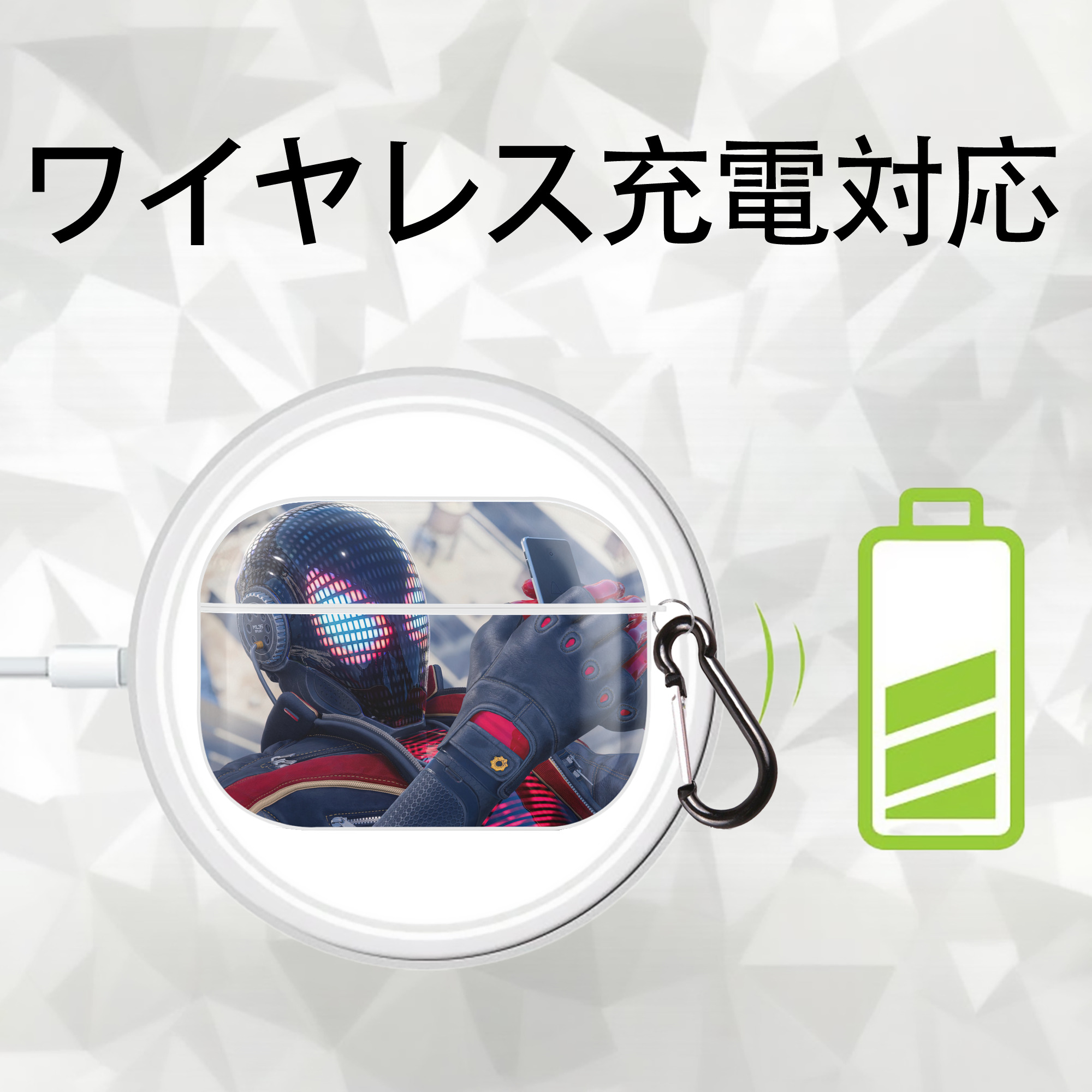 Spider Man スパイダーマン 【AirPods Pro用】ハードシェル保護ケース 耐衝撃・防指紋・カラビナ付き商品仕様