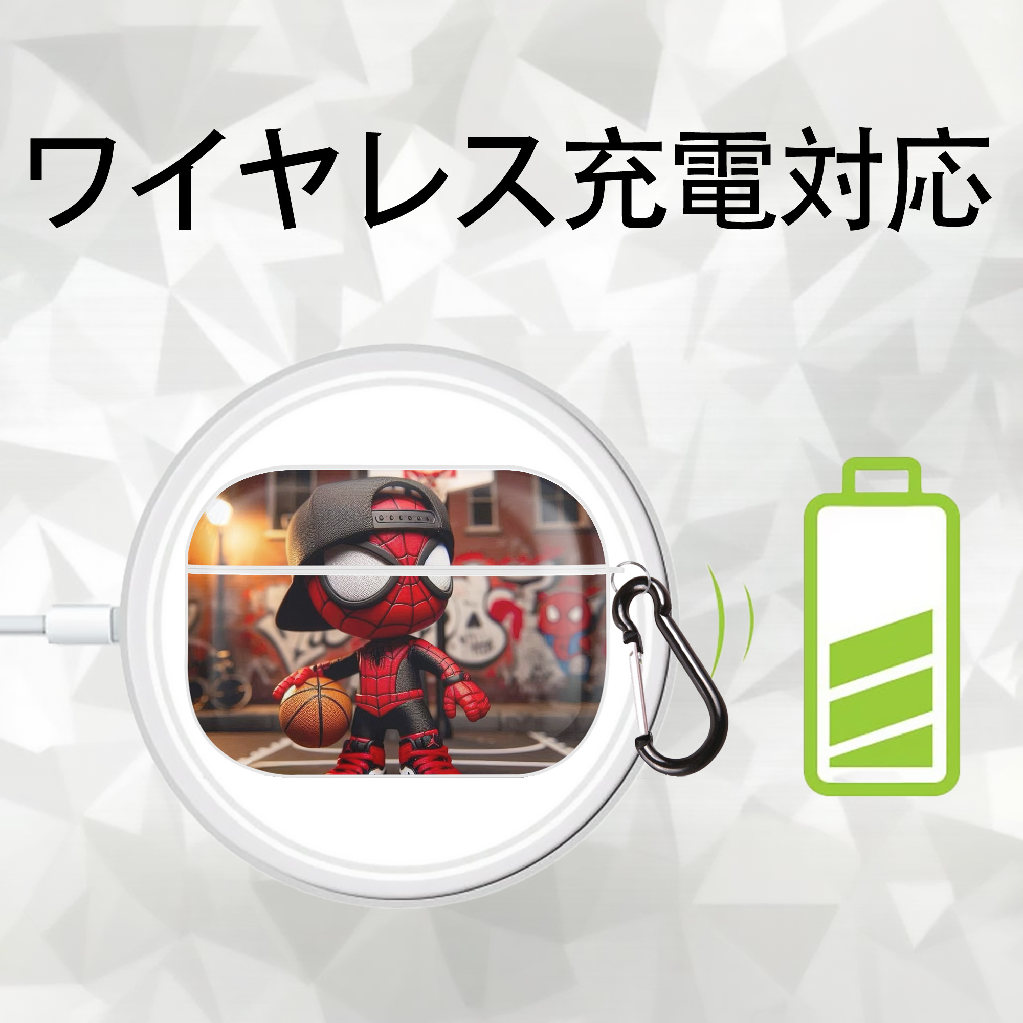 Spider Man スパイダーマン 【AirPods Pro用】ハードシェル保護ケース 耐衝撃・防指紋・カラビナ付き商品仕様