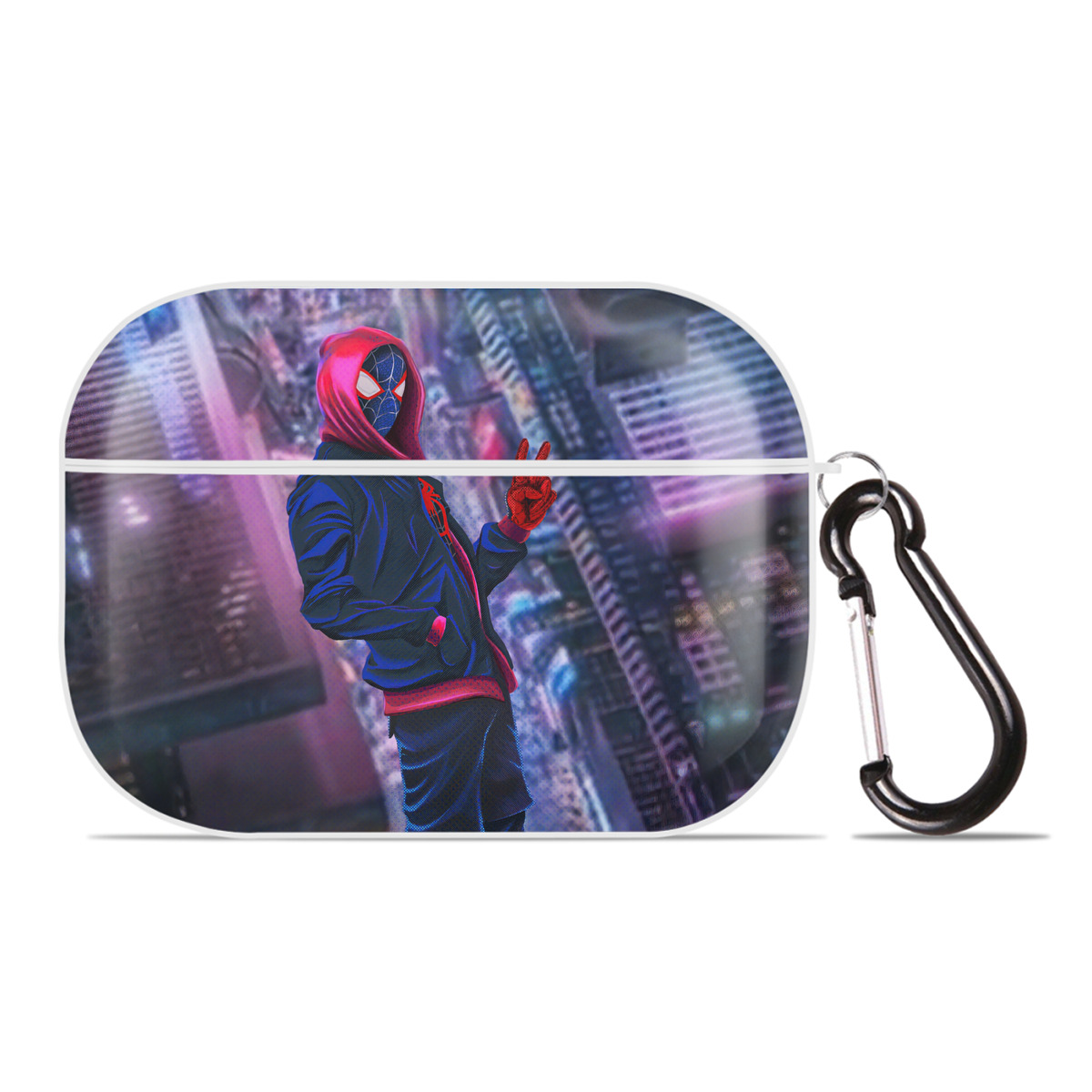 （画像用） Spider Man スパイダーマン 【AirPods Pro用】ハードシェル保護ケース 耐衝撃・防指紋・カラビナ付き商品仕様