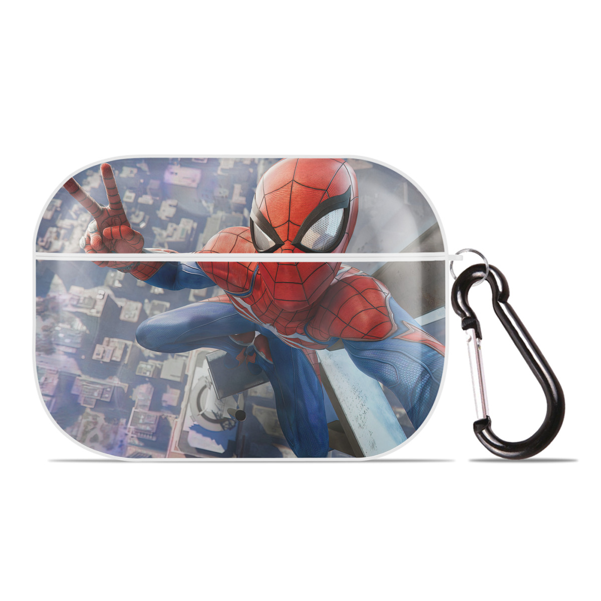 （画像用） Spider Man スパイダーマン 【AirPods Pro用】ハードシェル保護ケース 耐衝撃・防指紋・カラビナ付き商品仕様