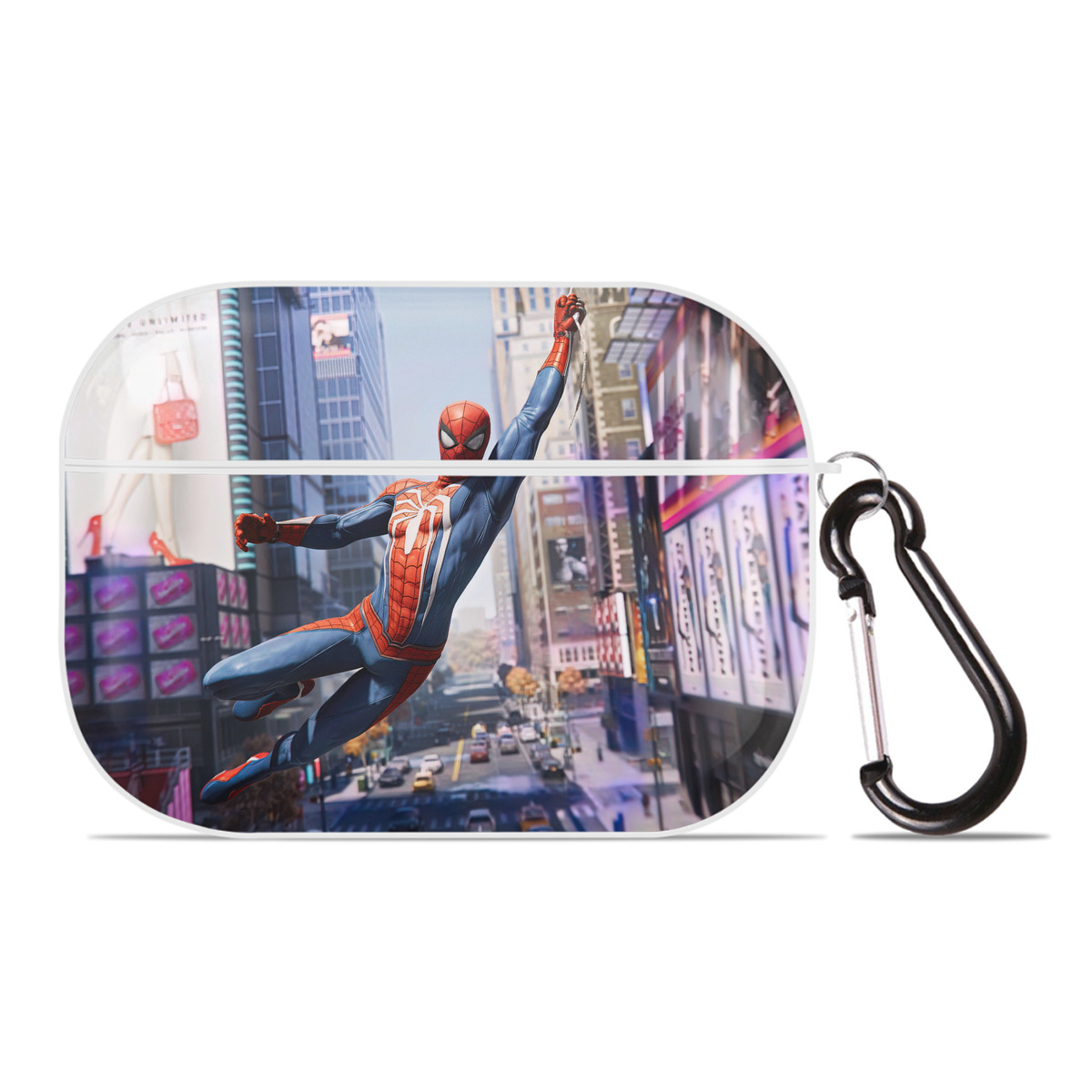 （画像用） Spider Man スパイダーマン 【AirPods Pro用】ハードシェル保護ケース 耐衝撃・防指紋・カラビナ付き商品仕様