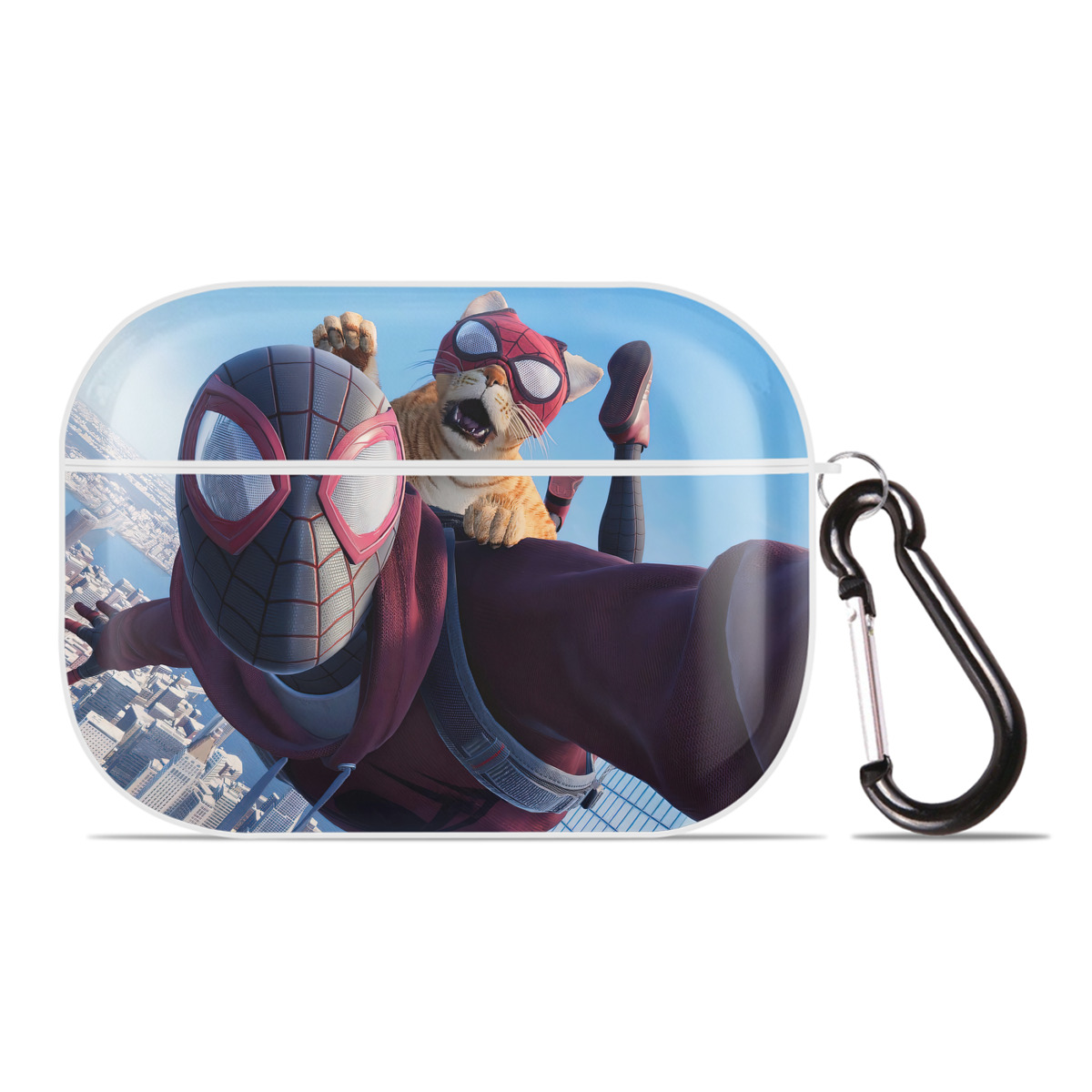 （画像用） Spider Man スパイダーマン 【AirPods Pro用】ハードシェル保護ケース 耐衝撃・防指紋・カラビナ付き商品仕様
