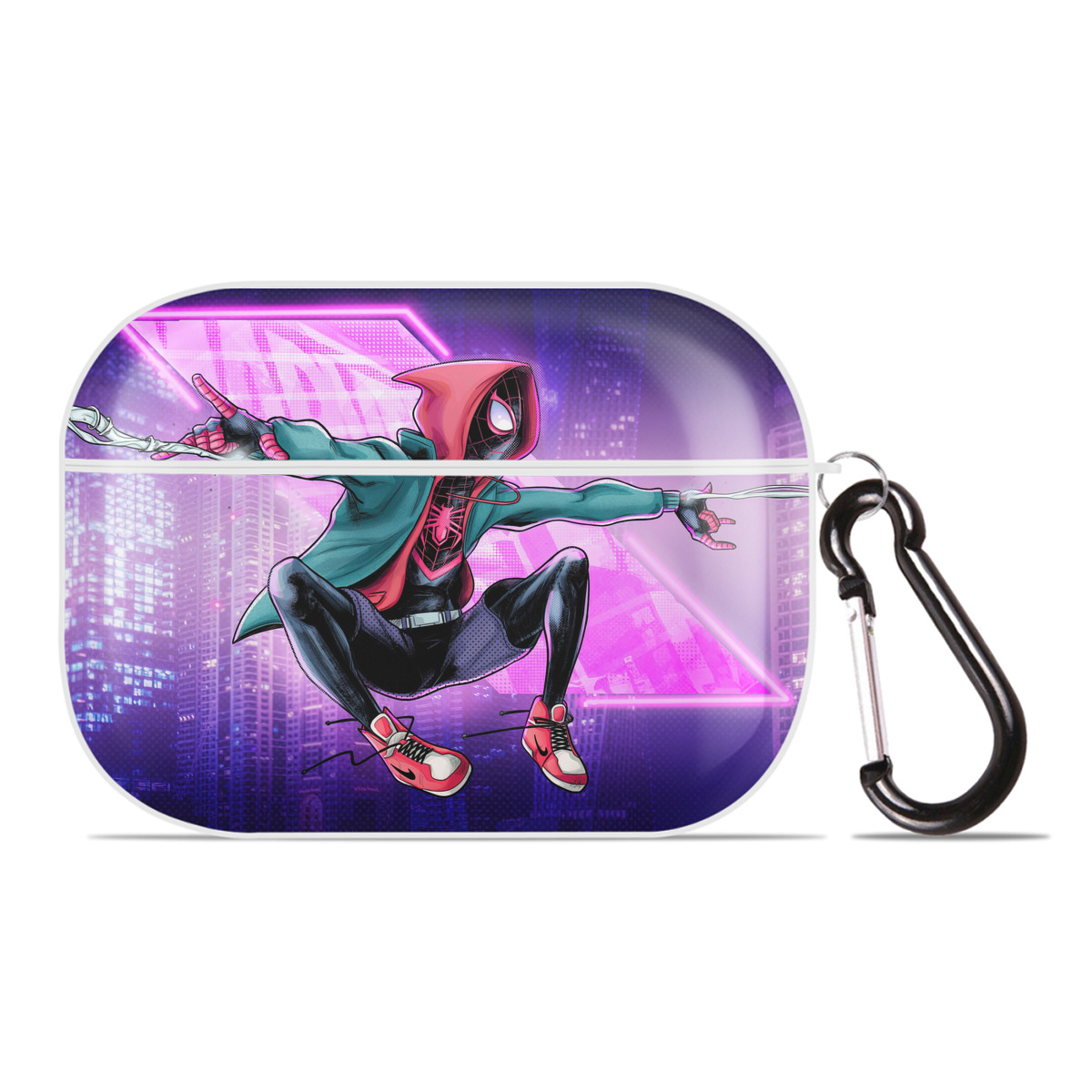 （画像用） Spider Man スパイダーマン 【AirPods Pro用】ハードシェル保護ケース 耐衝撃・防指紋・カラビナ付き商品仕様