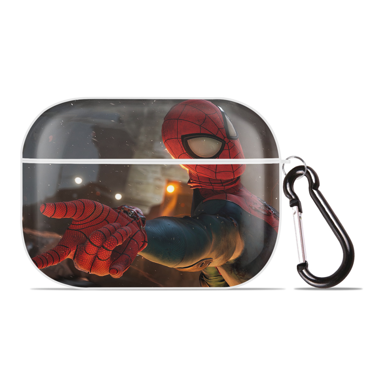（画像用） Spider Man スパイダーマン 【AirPods Pro用】ハードシェル保護ケース 耐衝撃・防指紋・カラビナ付き商品仕様
