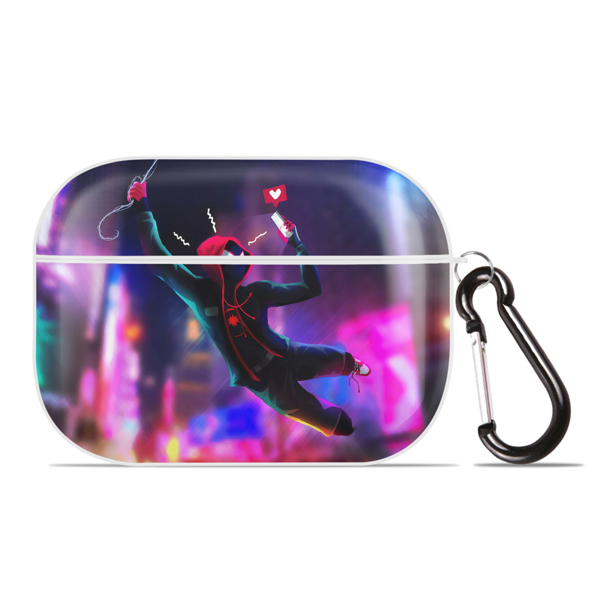 （画像用） Spider Man スパイダーマン 【AirPods Pro用】ハードシェル保護ケース 耐衝撃・防指紋・カラビナ付き商品仕様