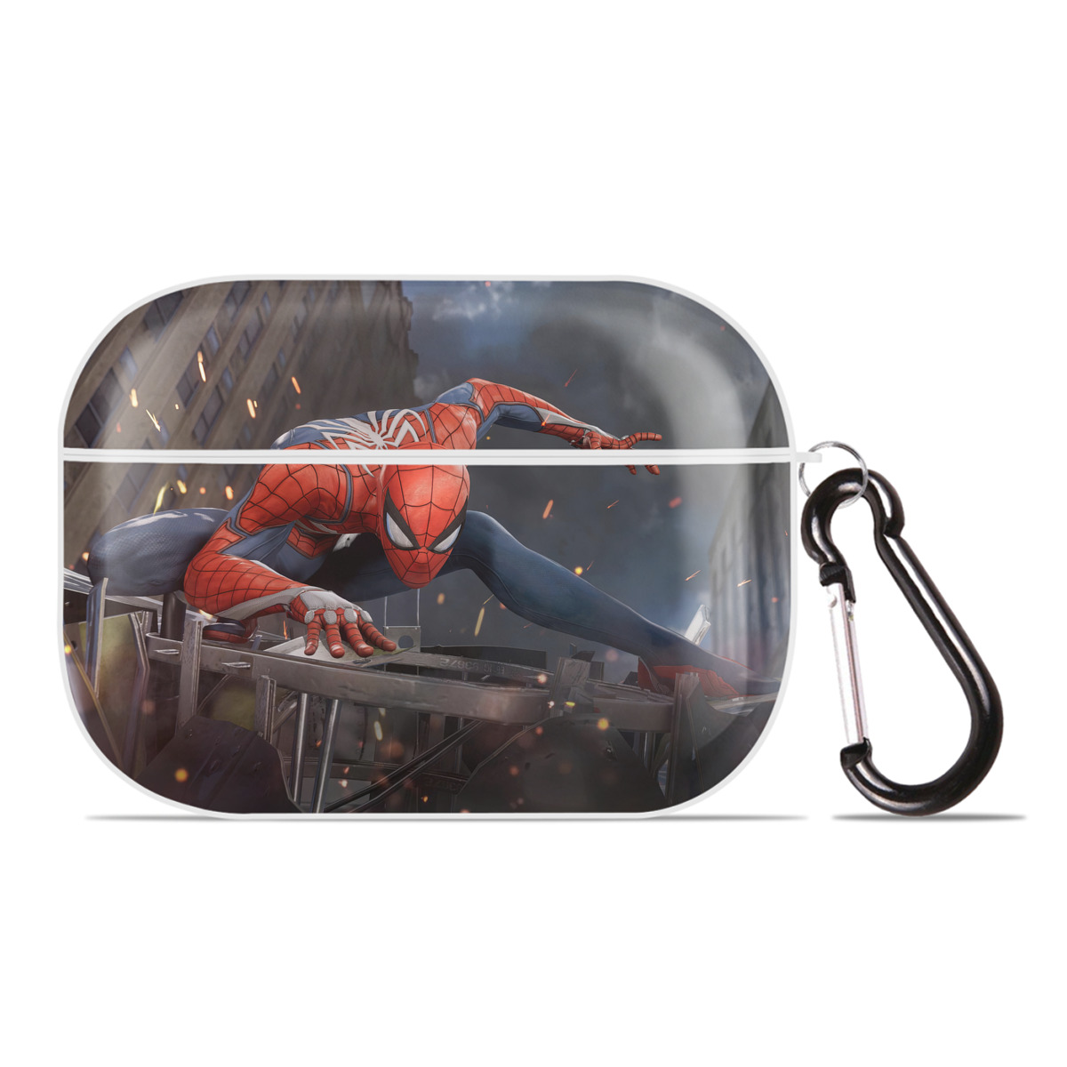 （画像用） Spider Man スパイダーマン 【AirPods Pro用】ハードシェル保護ケース 耐衝撃・防指紋・カラビナ付き商品仕様