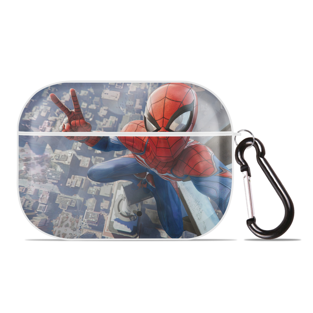 （画像用） Spider Man スパイダーマン 【AirPods Pro用】ハードシェル保護ケース 耐衝撃・防指紋・カラビナ付き商品仕様