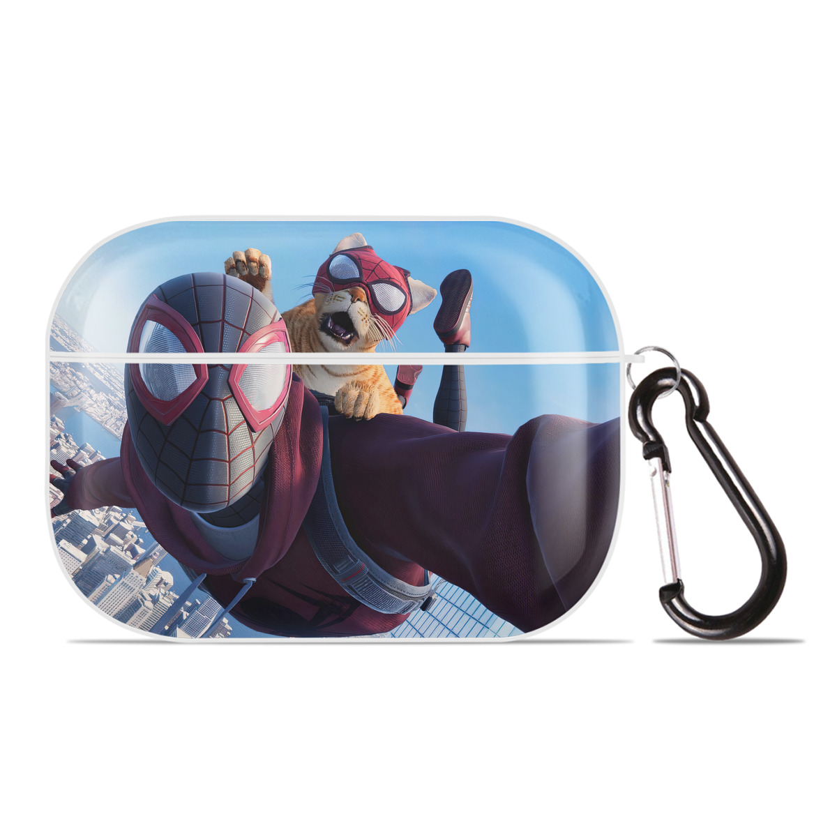 （画像用） Spider Man スパイダーマン 【AirPods Pro用】ハードシェル保護ケース 耐衝撃・防指紋・カラビナ付き商品仕様