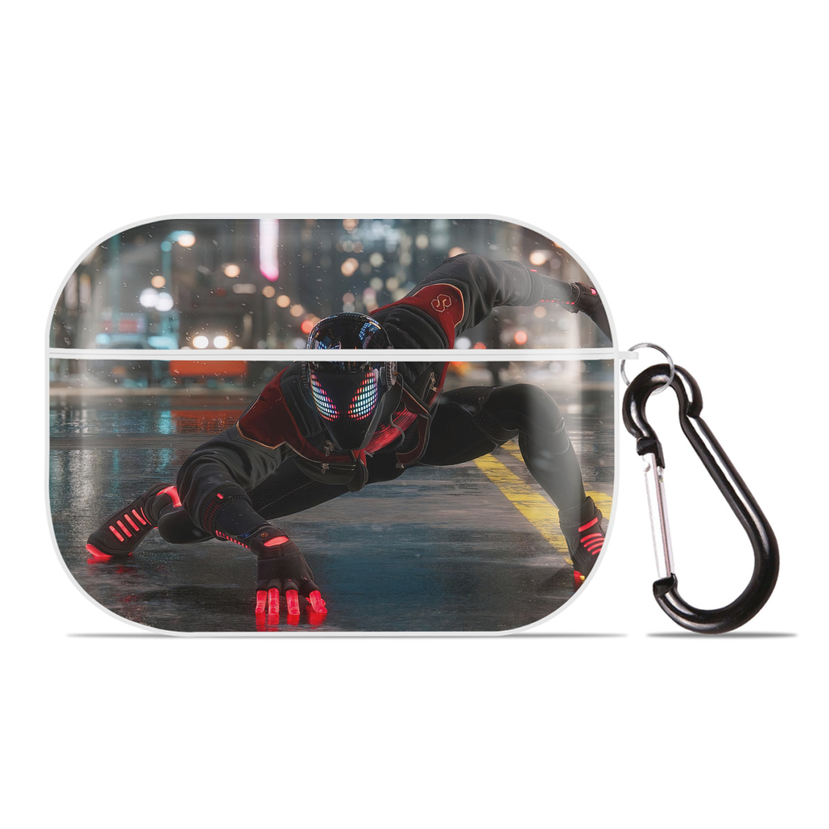 （画像用） Spider Man スパイダーマン 【AirPods Pro用】ハードシェル保護ケース 耐衝撃・防指紋・カラビナ付き商品仕様