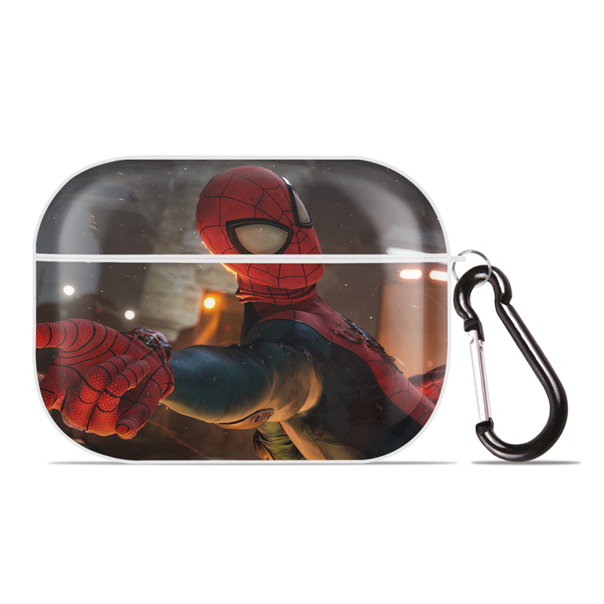 （画像用） Spider Man スパイダーマン 【AirPods Pro用】ハードシェル保護ケース 耐衝撃・防指紋・カラビナ付き商品仕様